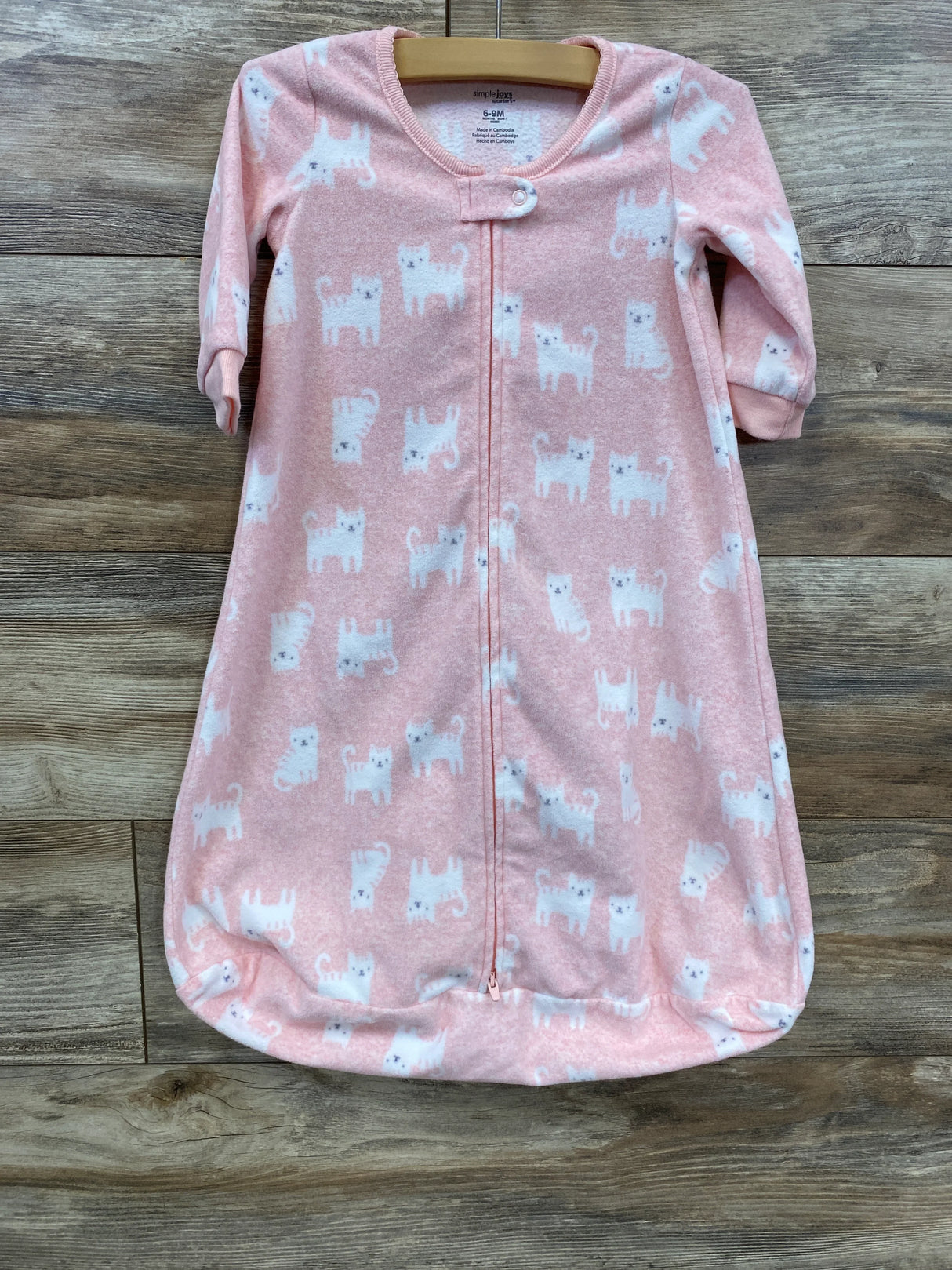 Simple Joys Cat Print Blanket Sleeper Pink sz 6-9m