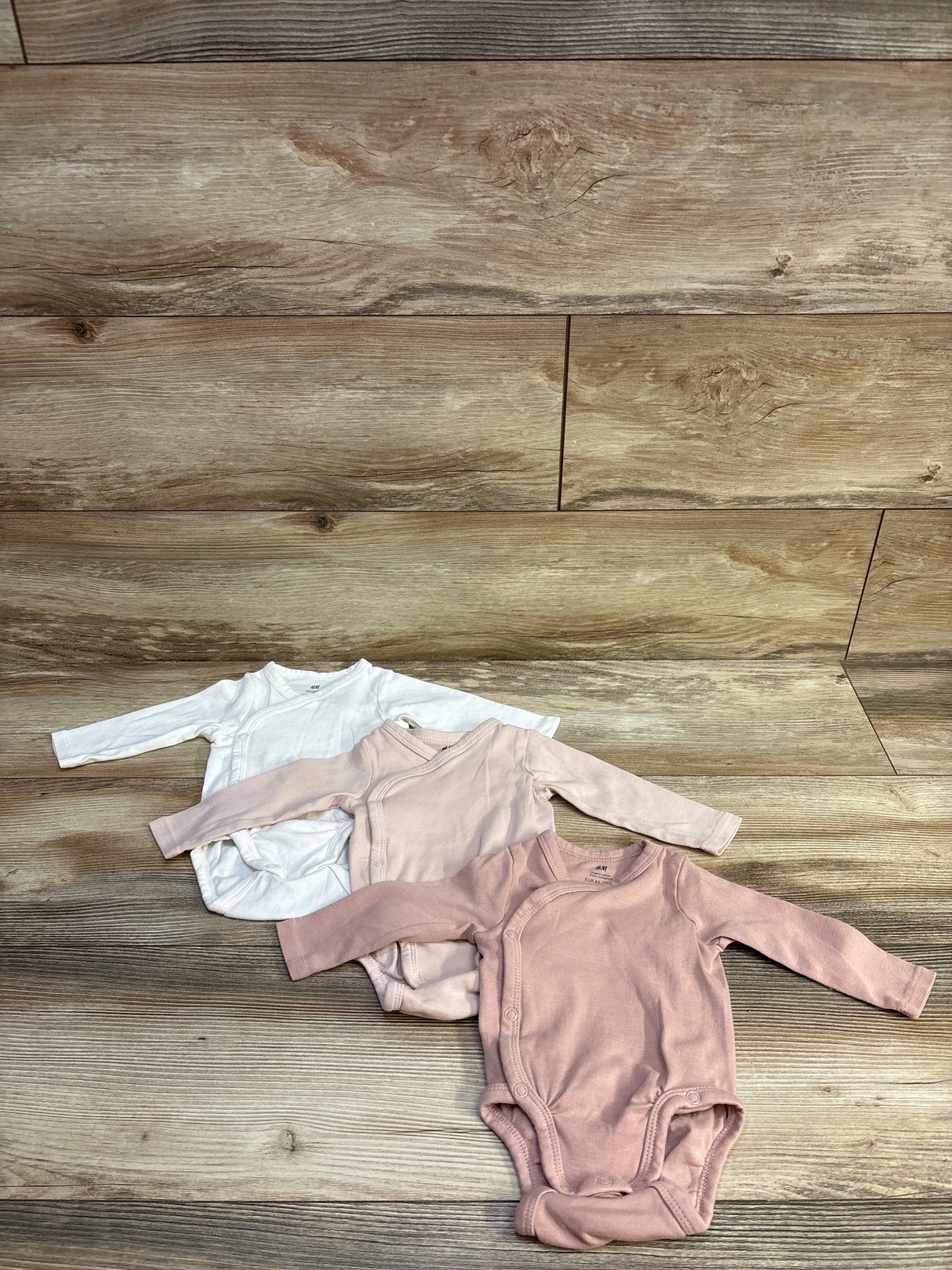 H&M Organic 3pk Wrapover Bodysuits Pink sz 3m