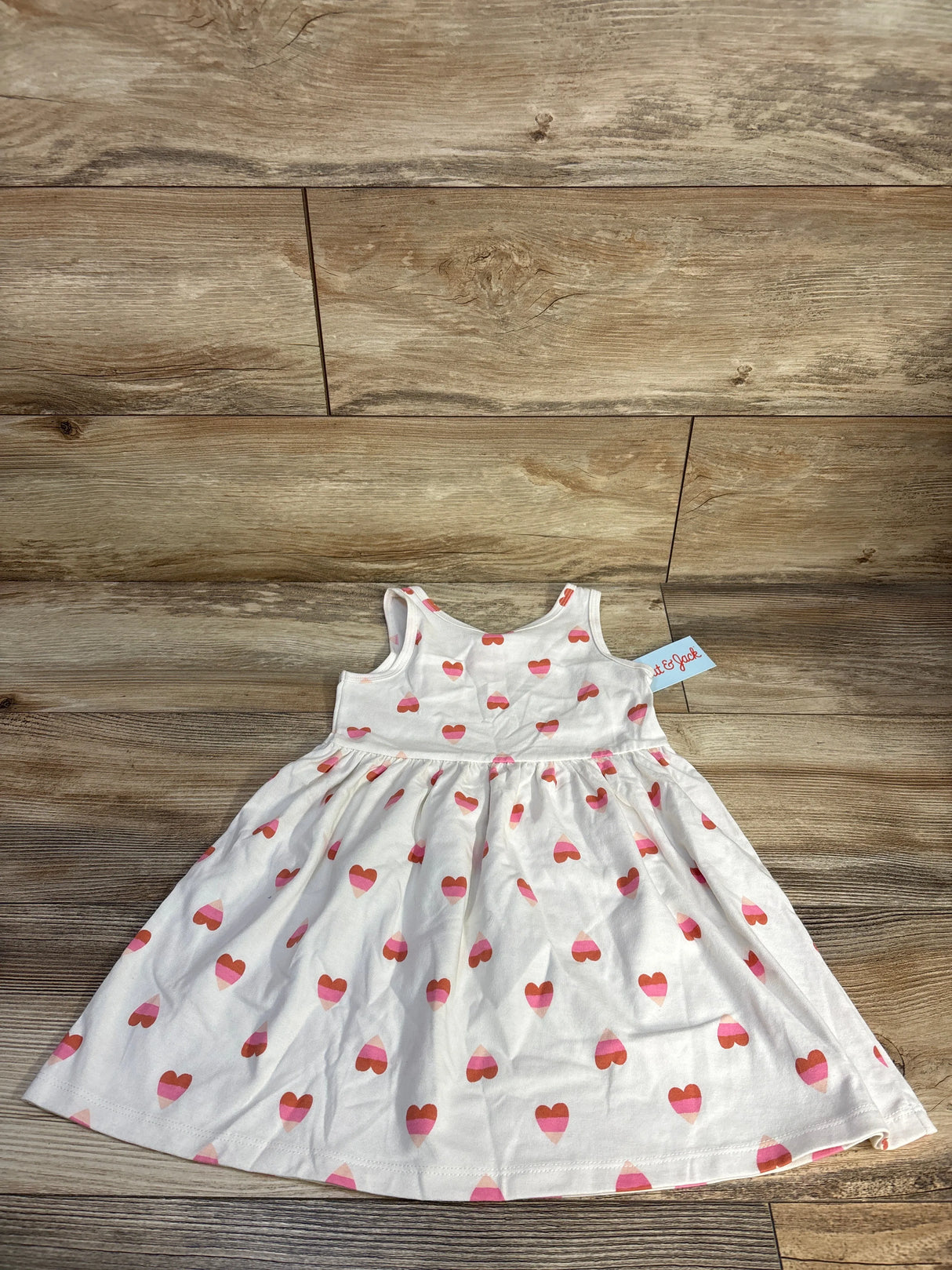 NEW Cat & Jack Hearts Tank Dress Cream sz 4T
