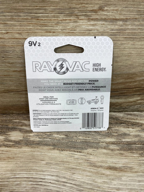 NEW Rayovac High Energy 9V Batteries (2 Pack), Alkaline 9 Volt Batteries - Me n Mommy To Be