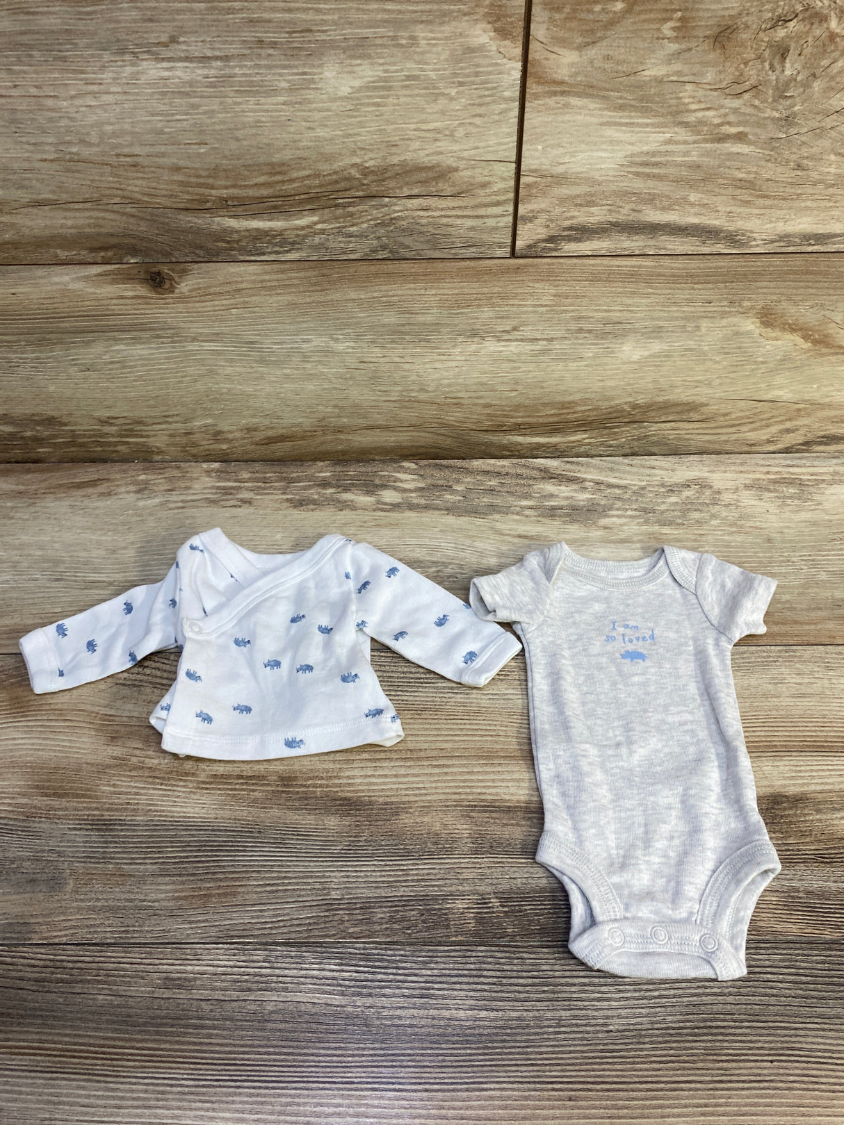 Just One You 2pc Kimono Shirt & Bodysuit Set White sz Preemie