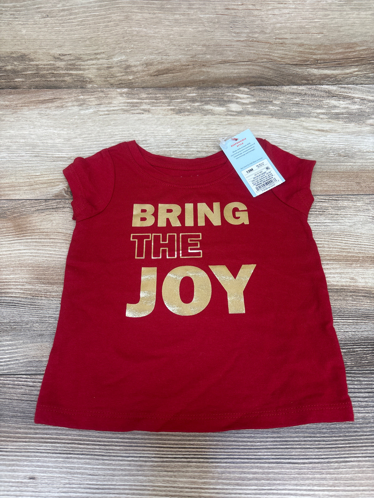 NEW Cat & Jack Bring The Joy Shirt Red sz 12m