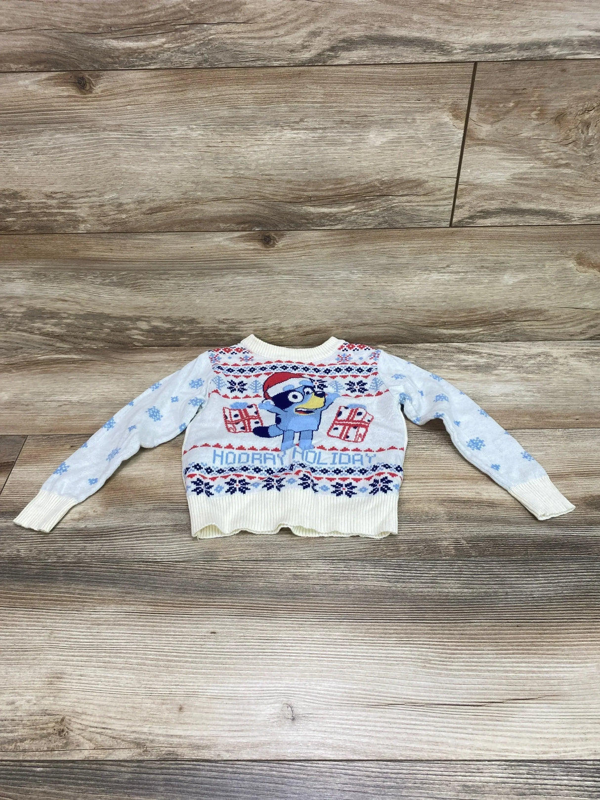 Bluey Hooray Holiday Sweater Cream sz 18m - Me n Mommy To Be