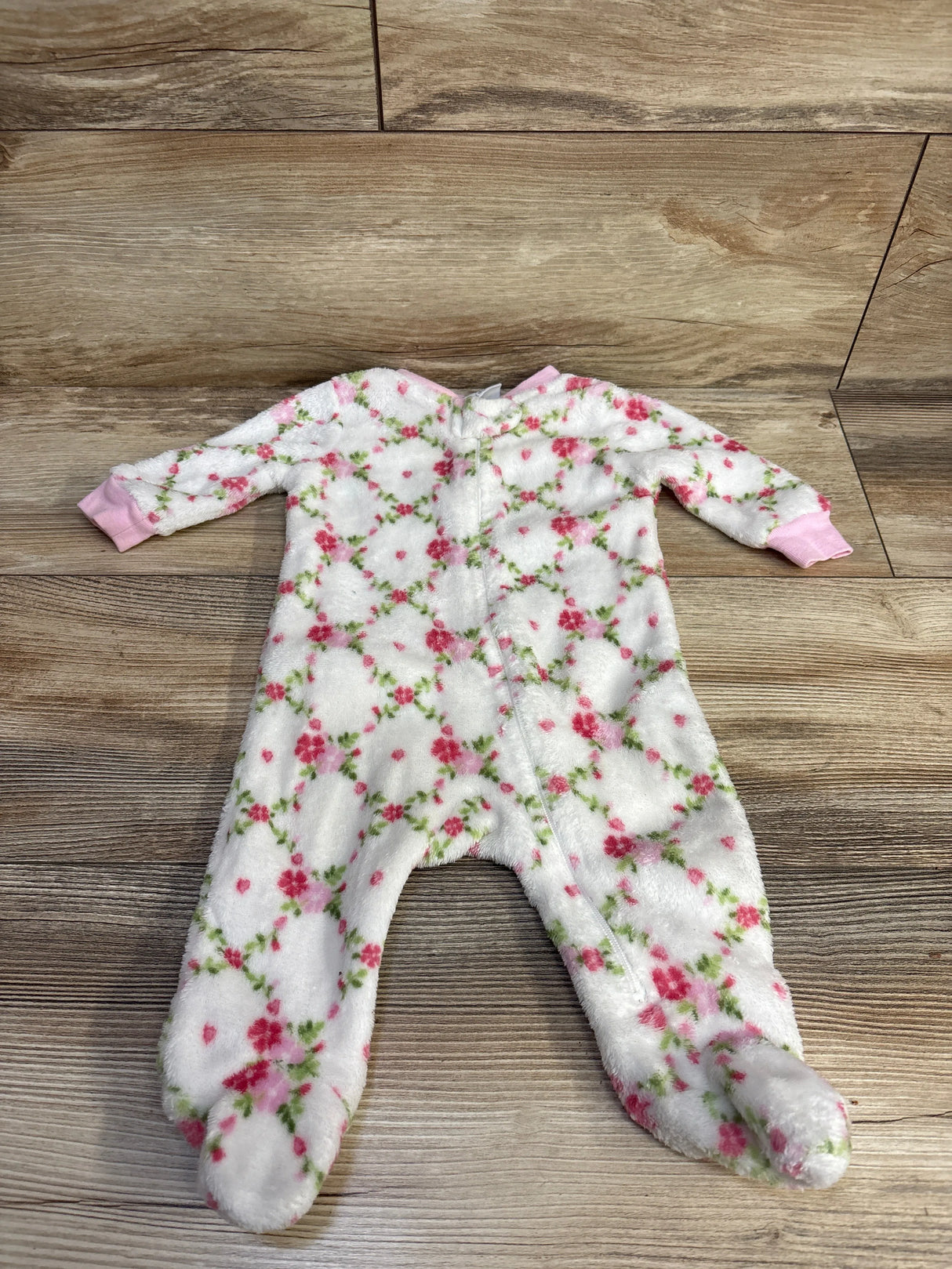 Precious  Baby Plush Floral Sleeper White sz 3m