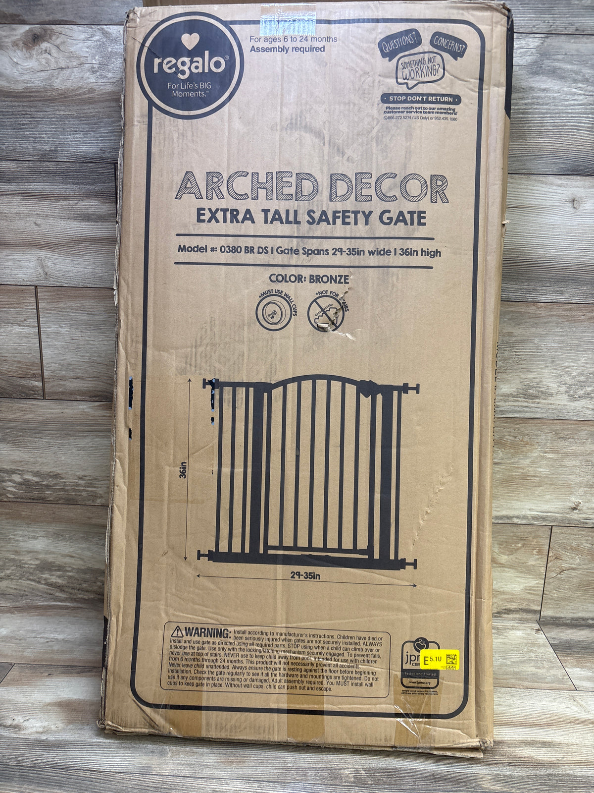 Regalo 36'' Extra Tall Arched Safety Gate Bronze 30-35" *
