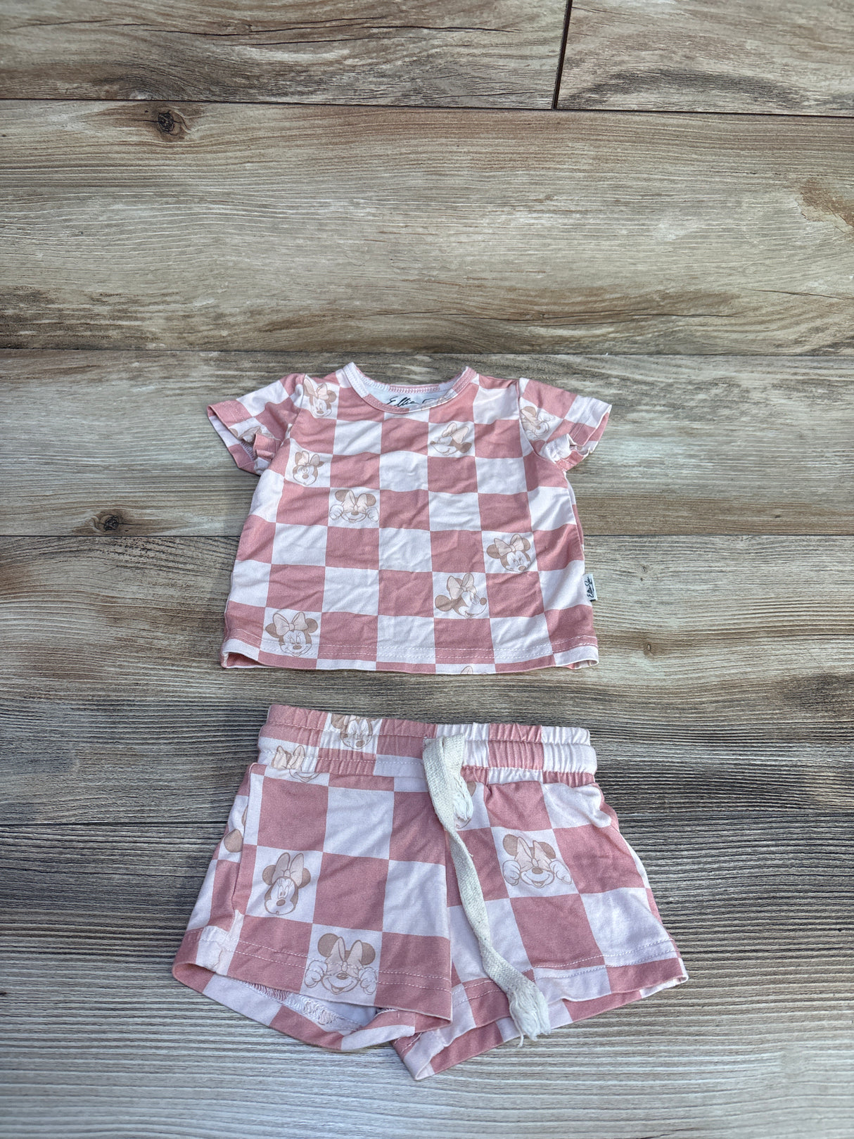 Ellie Sue 2pc Minnie Mouse Bamboo Pajama Set Pink sz 3-6m