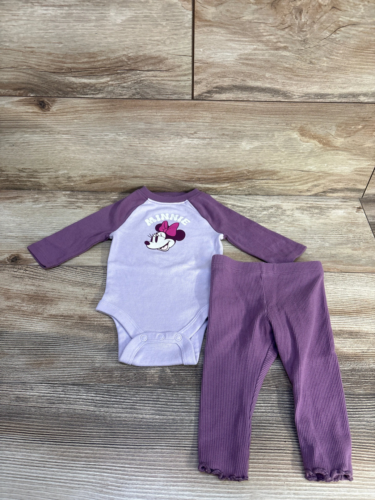 Jumping Beans x Disney Minnie Mouse 2pc Bodysuit & Bottoms Set Purple sz 3m