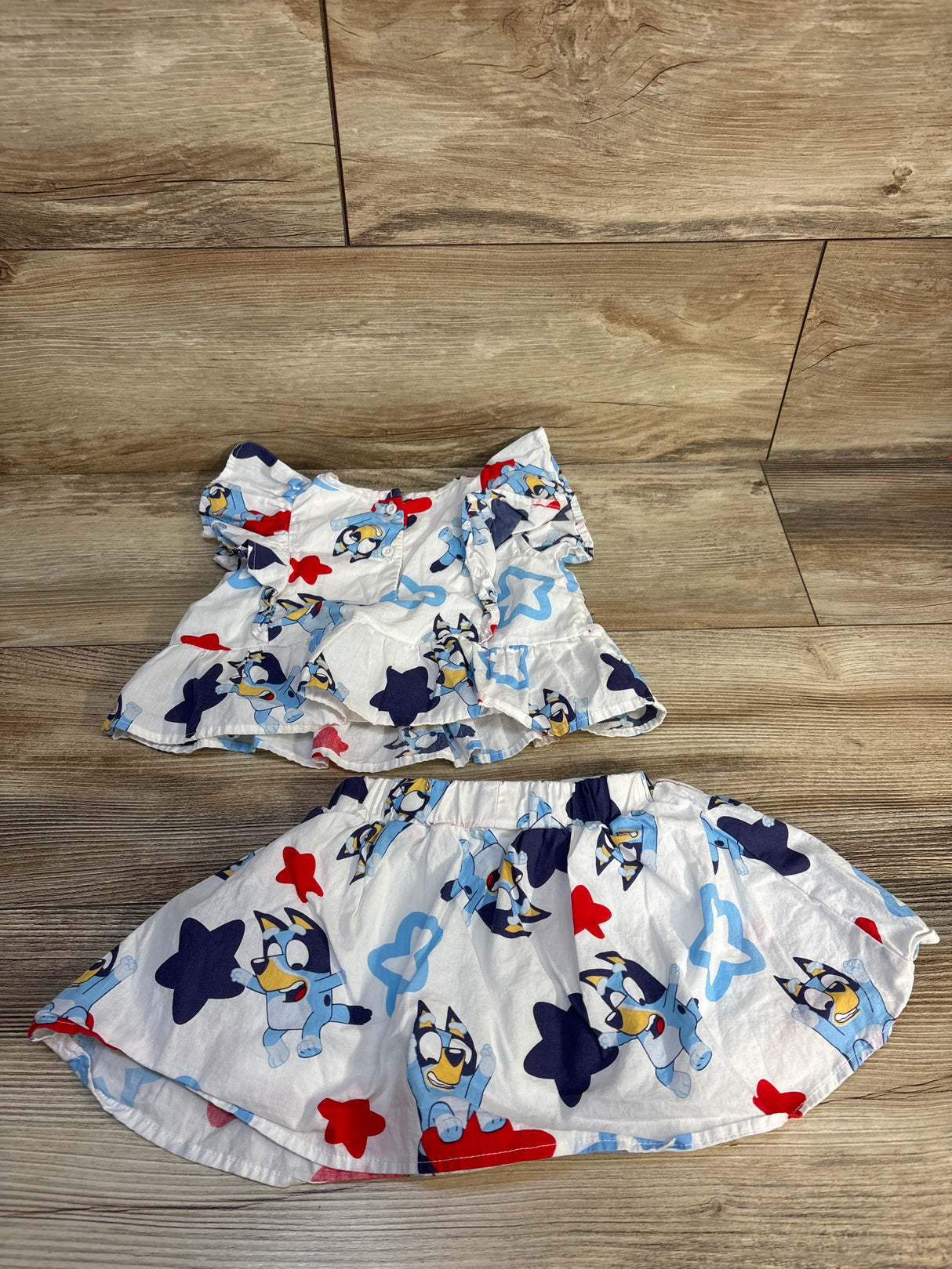 Bluey Peplum Top & Skort 2pc Set White sz 12m