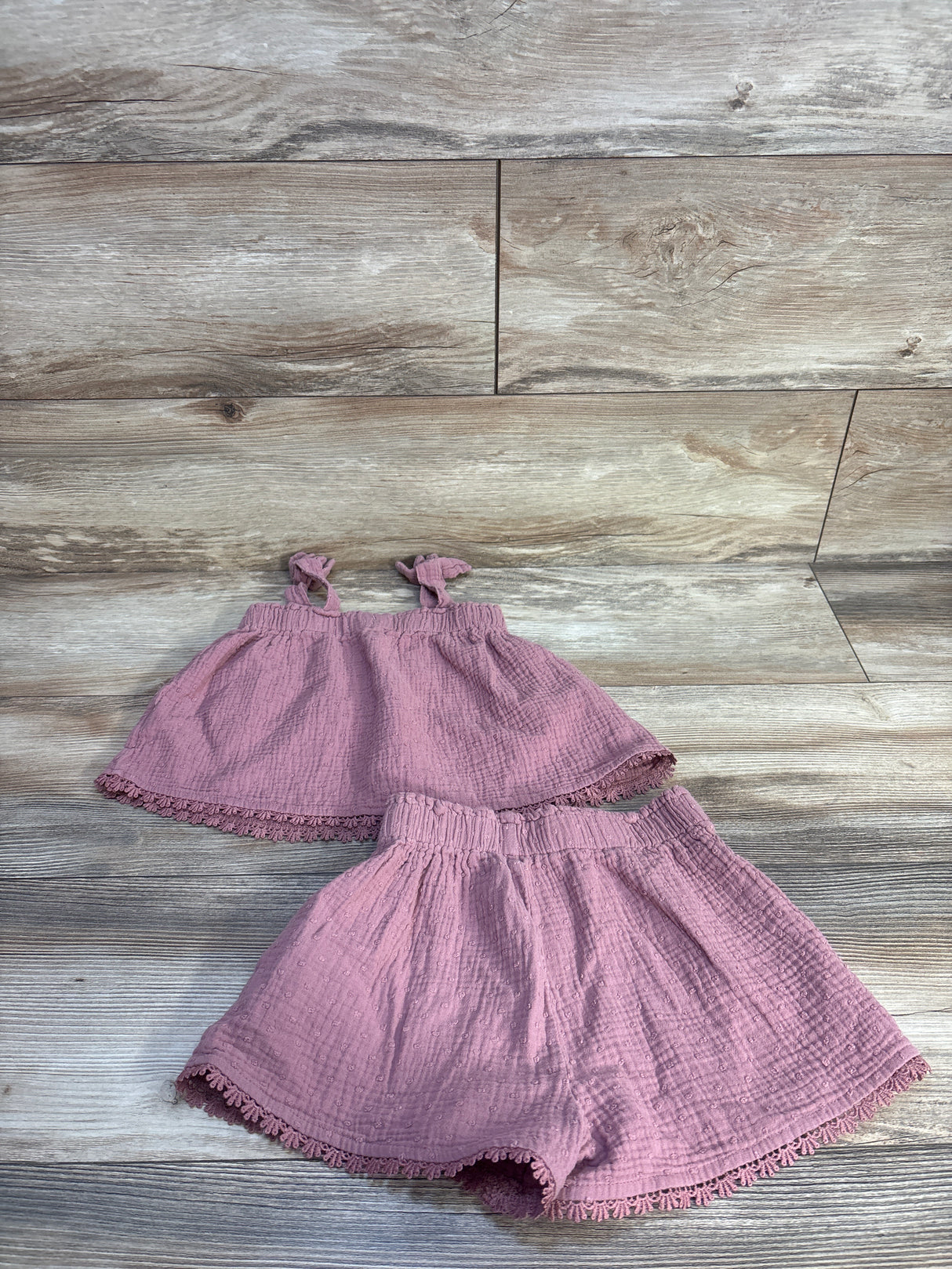 Rabbit & Bear Organic 2pc Gauze Swiss Dot Top & Skirt Set Mauve sz 5T