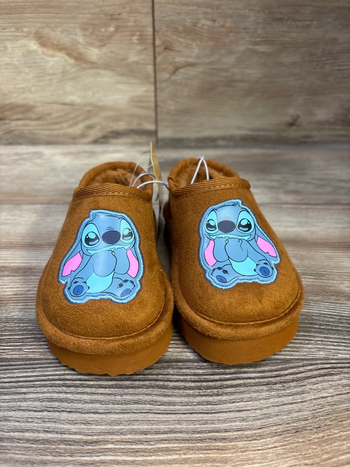 NEW Disney Stitch Fur Lined House Shoes Brown sz 6c