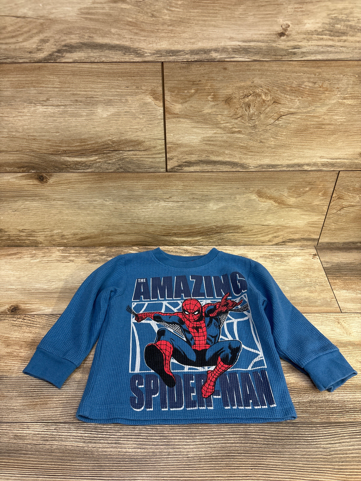 Marvel Spider-Man Waffle Knit Shirt Blue sz 2T