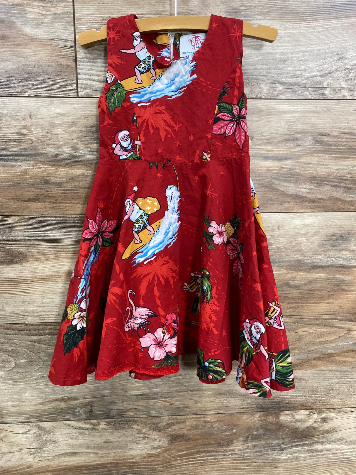 Hawaii Hangover Surfing Santa Dress Red sz 4T