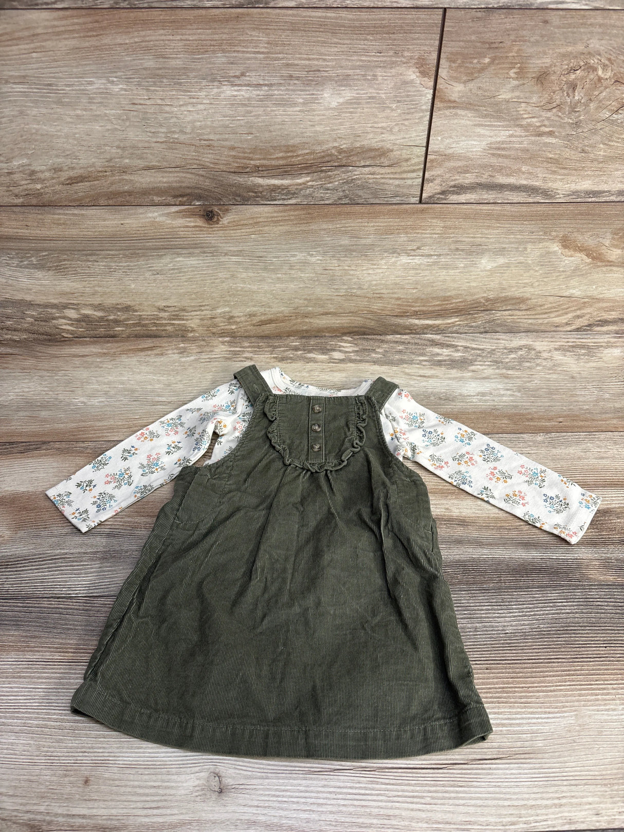 Just One You 2pc Cord Skirtall & Floral Shirt Set Cream sz 12m