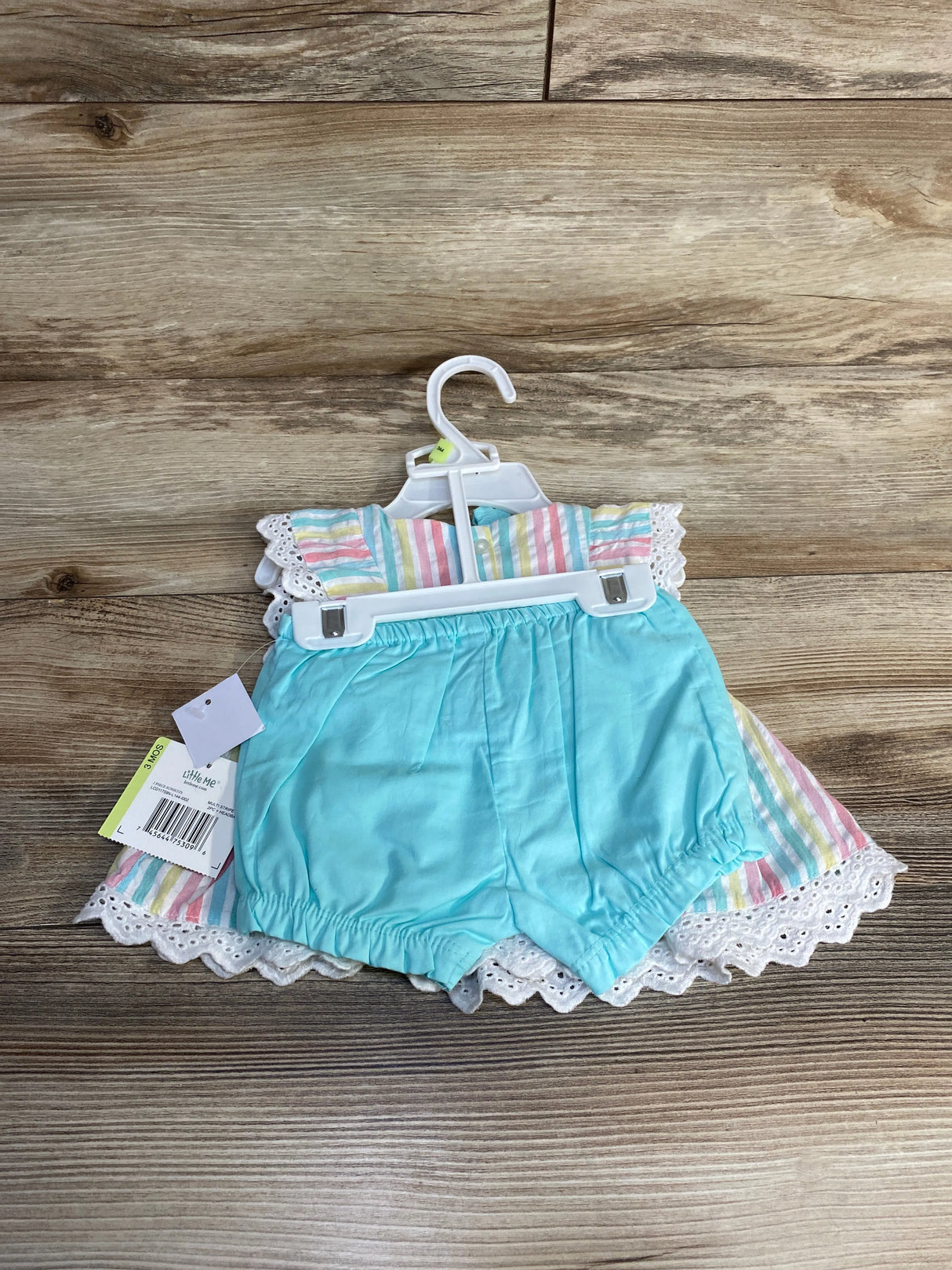 NEW Little Me 3pc Striped Top + Shorts + Headband Blue sz 3m - Me n Mommy To Be
