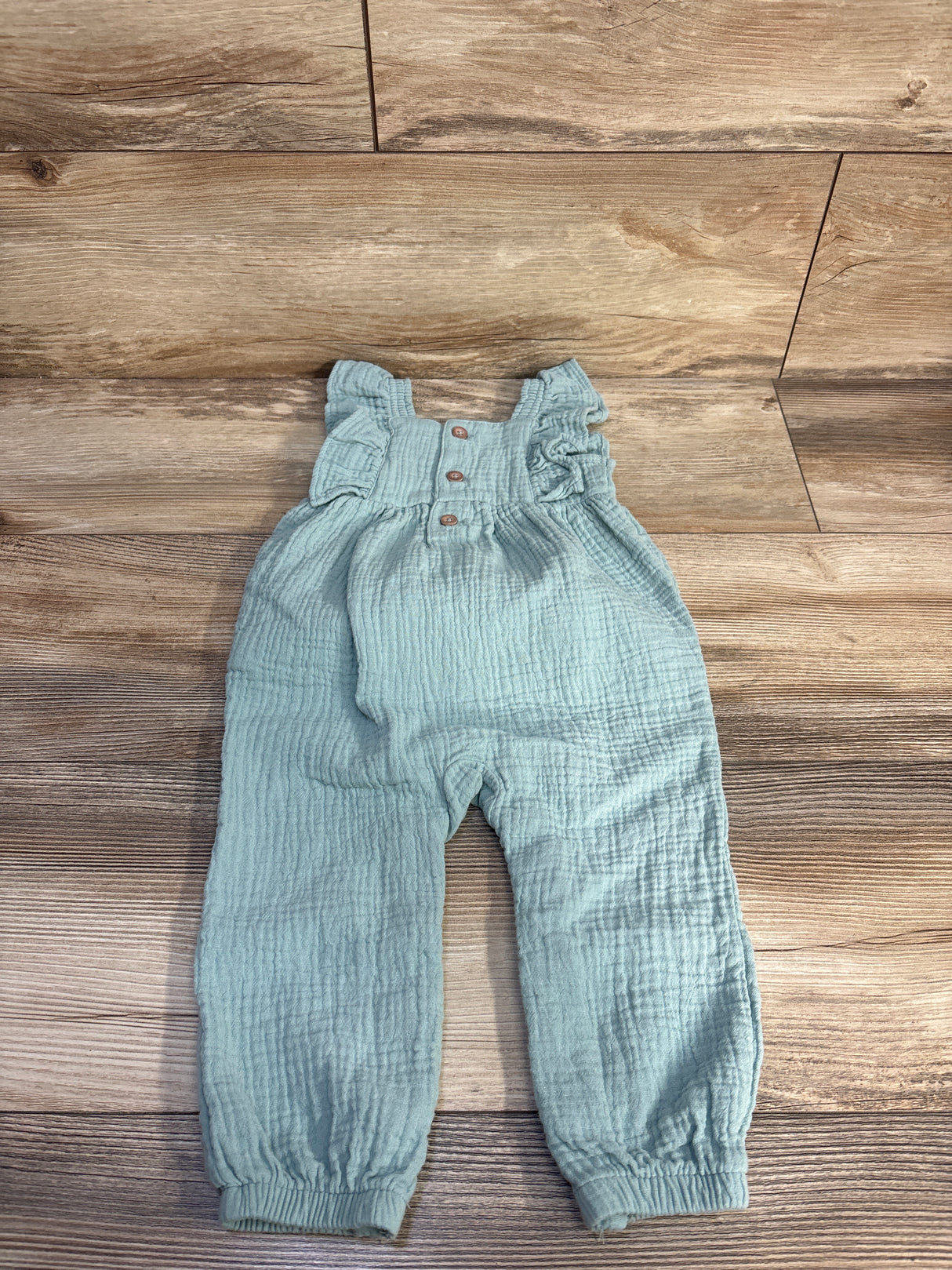 Just One You Embroidered gauze Jumpsuit Green sz 12m