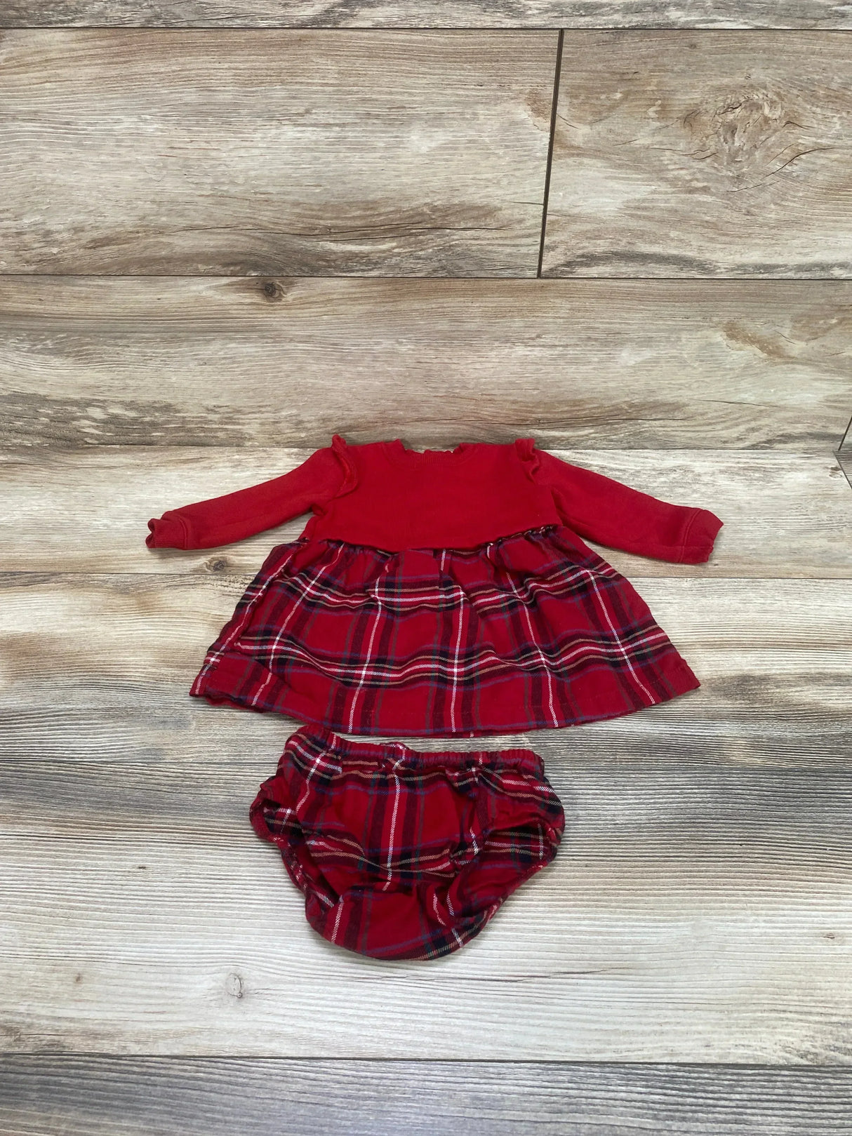 Carter's 2pc Plaid Sweatshirt Dress & Bloomers Red sz 6m - Me n Mommy To Be