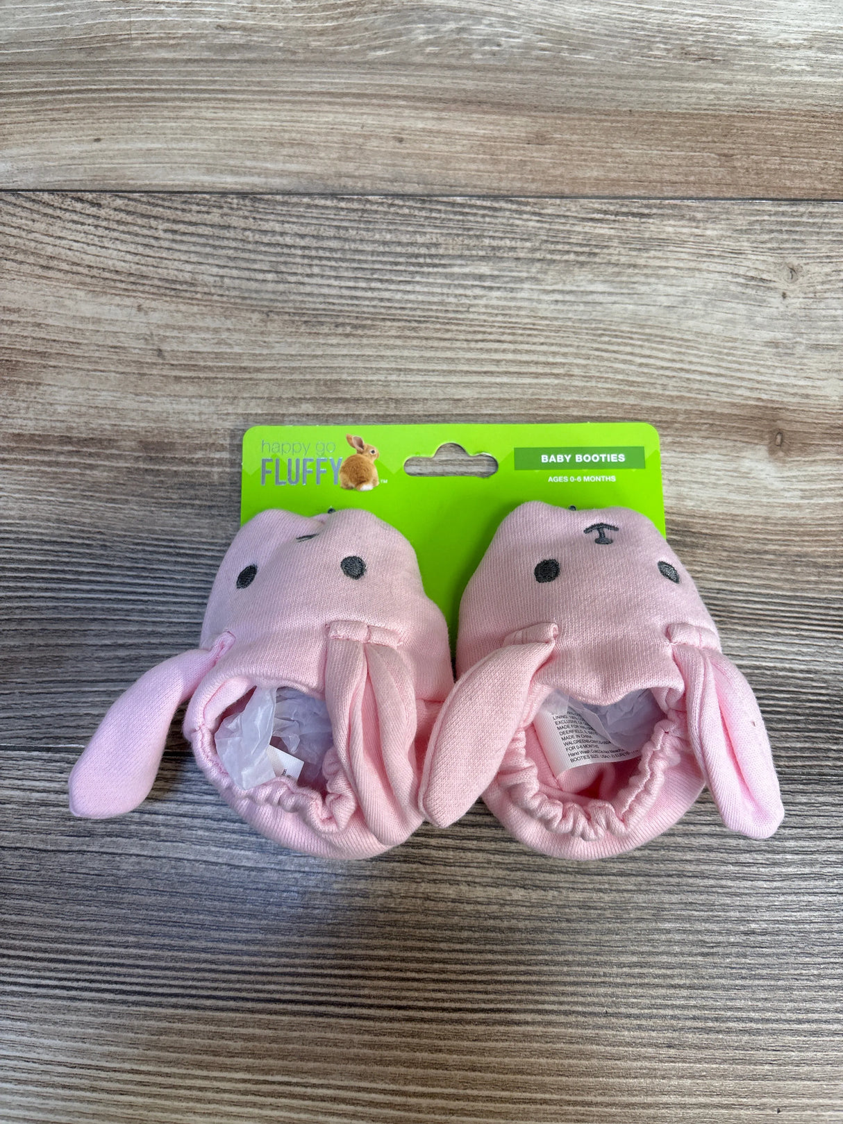 NEW Happy Go Fluffy Baby Bunny Booties, Pink sz 0-6m (1/2c)