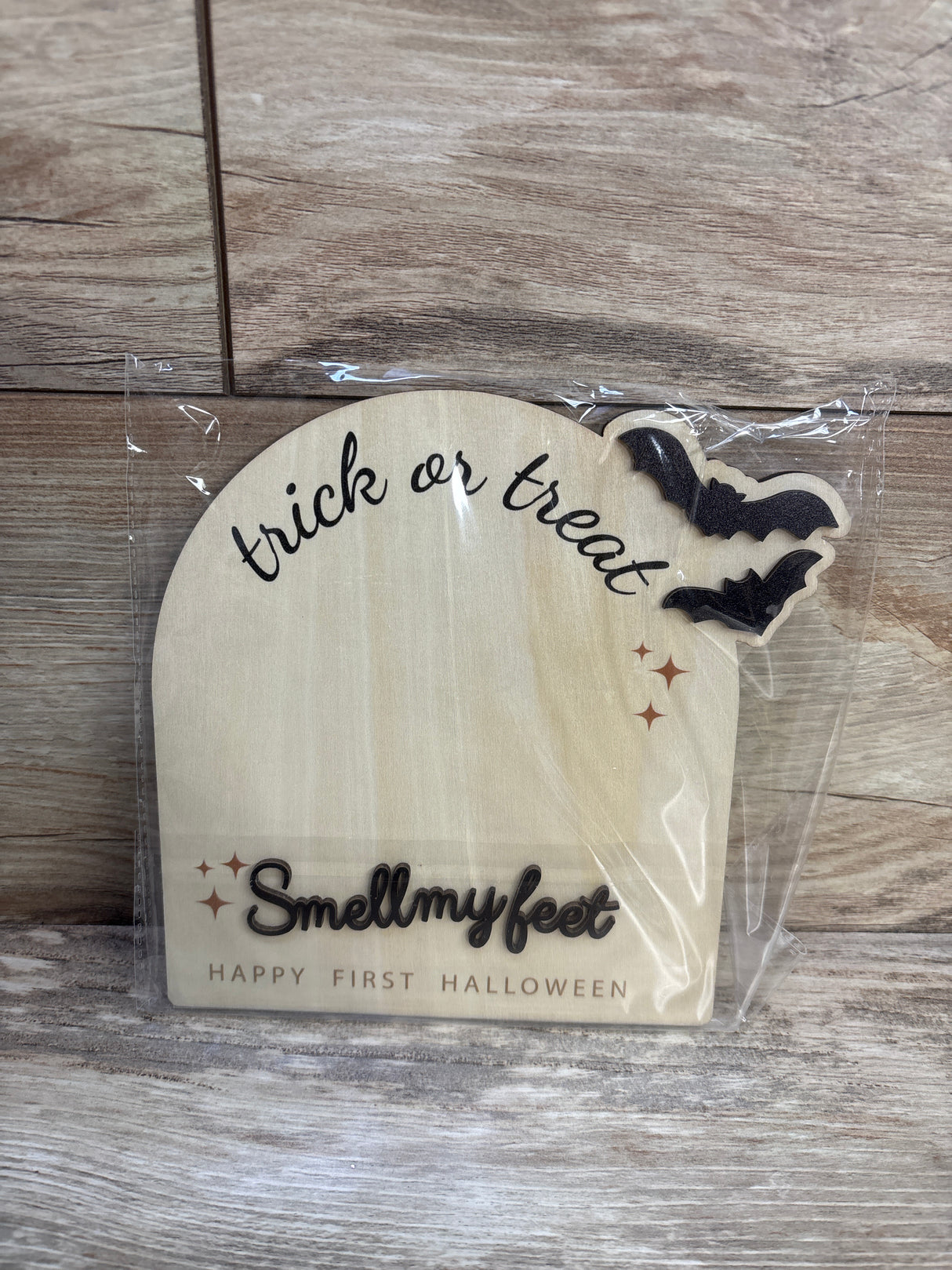 NEW Beeveer Retro Halloween Baby's First DIY Footprint Wooden Board