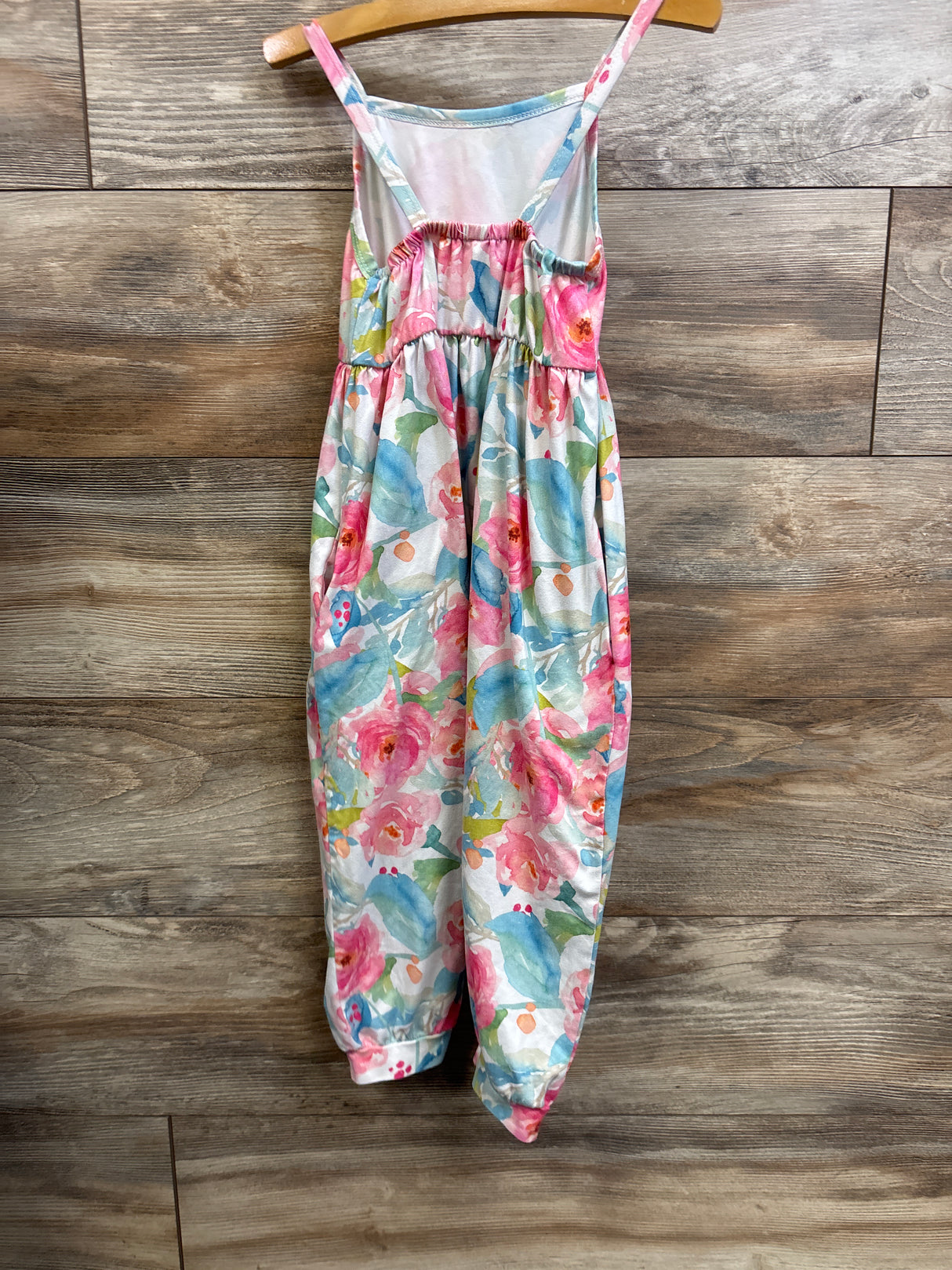 Generic Watercolor Floral Sleeveless Jumpsuit White sz 3-4T