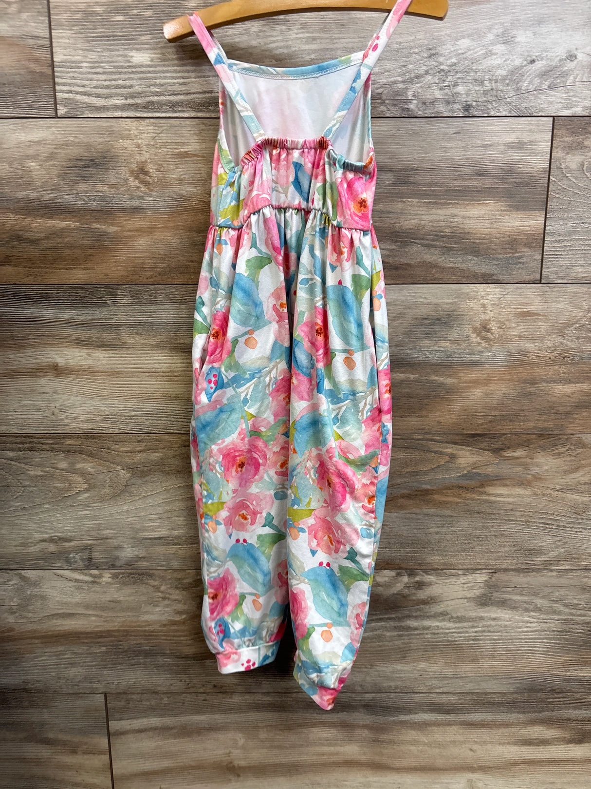 Generic Watercolor Floral Sleeveless Jumpsuit White sz 3-4T