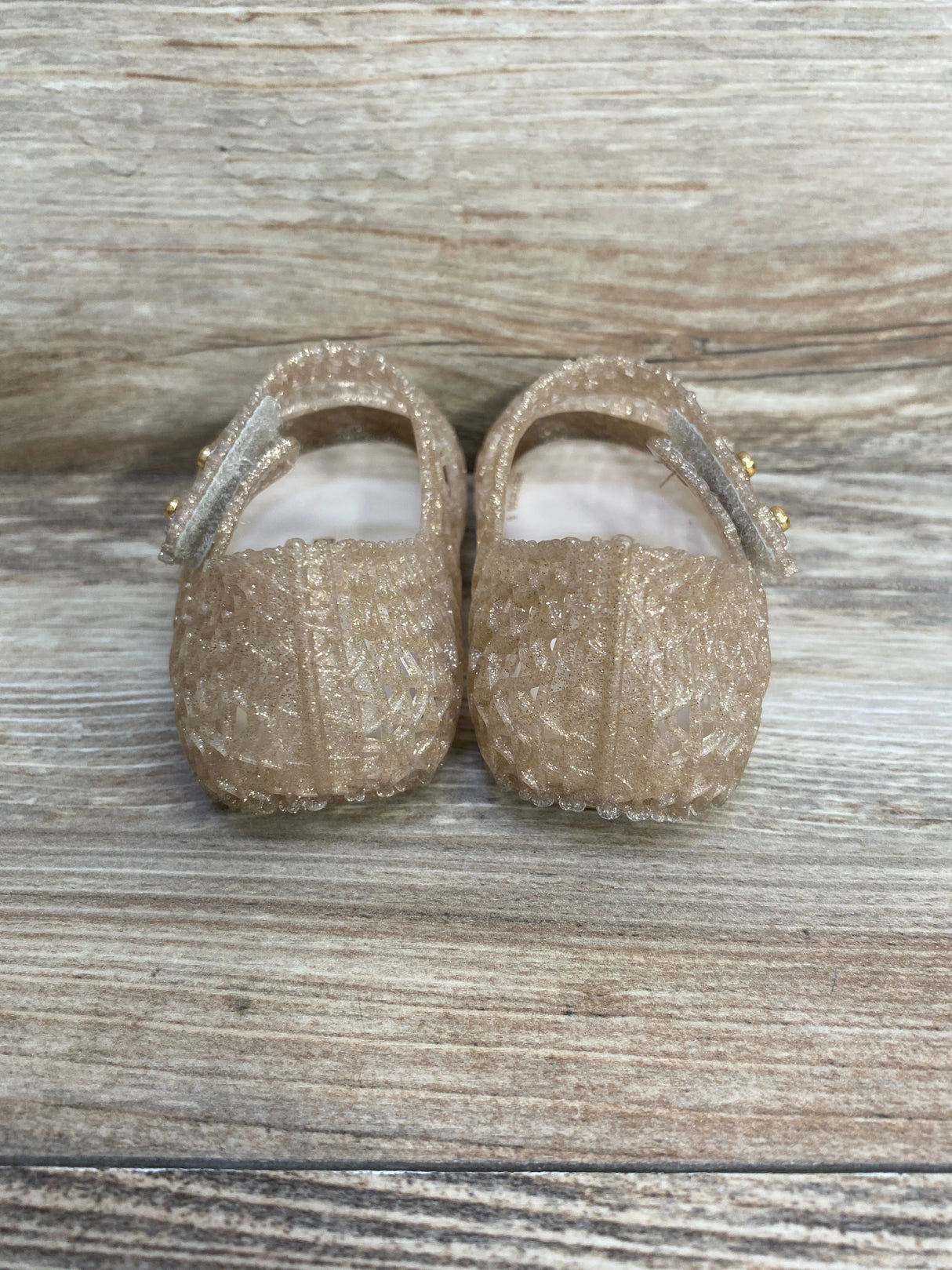 Mini Melissa Campana Beige Glitter Jelly Flats sz 6c - Me n Mommy To Be