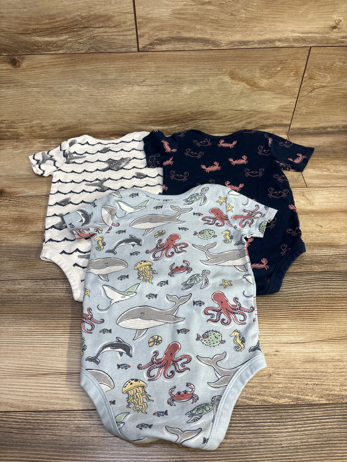 Member's Mark 3pk Organic Bodysuits Navy sz 18m