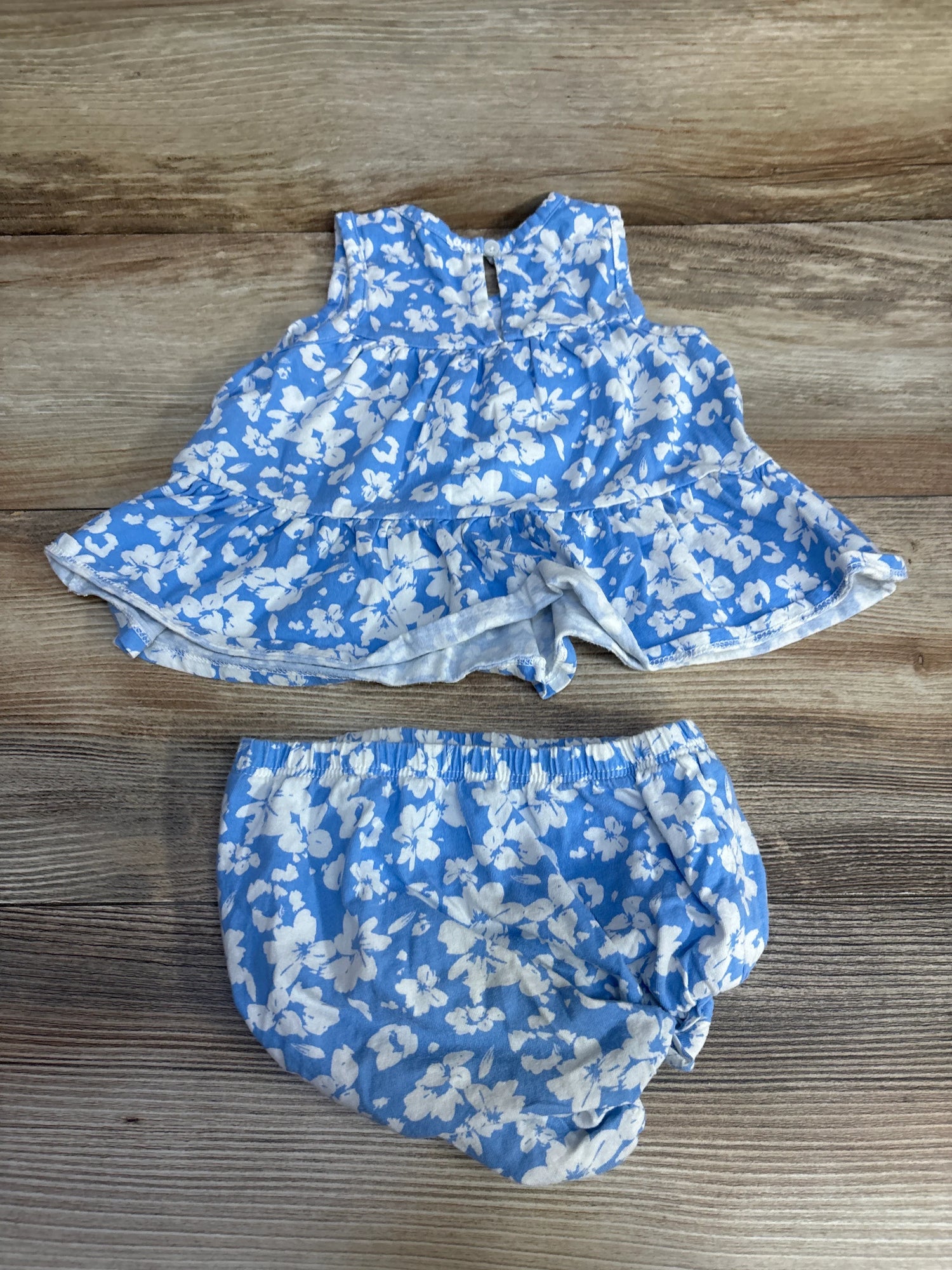 Baby Gap 2pc Floral Tiered Top & Bloomers Blue sz 12-18m - Me n Mommy To Be