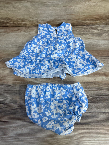 Baby Gap 2pc Floral Tiered Top & Bloomers Blue sz 12-18m - Me n Mommy To Be