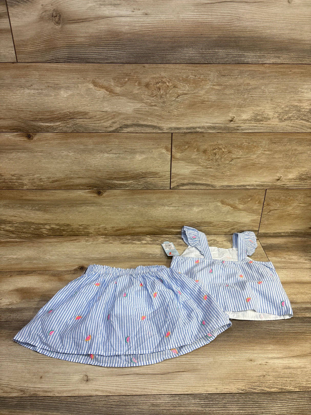 NEW Cat & Jack 2pc Striped Embroidered Top & Skort Set Blue sz 5T