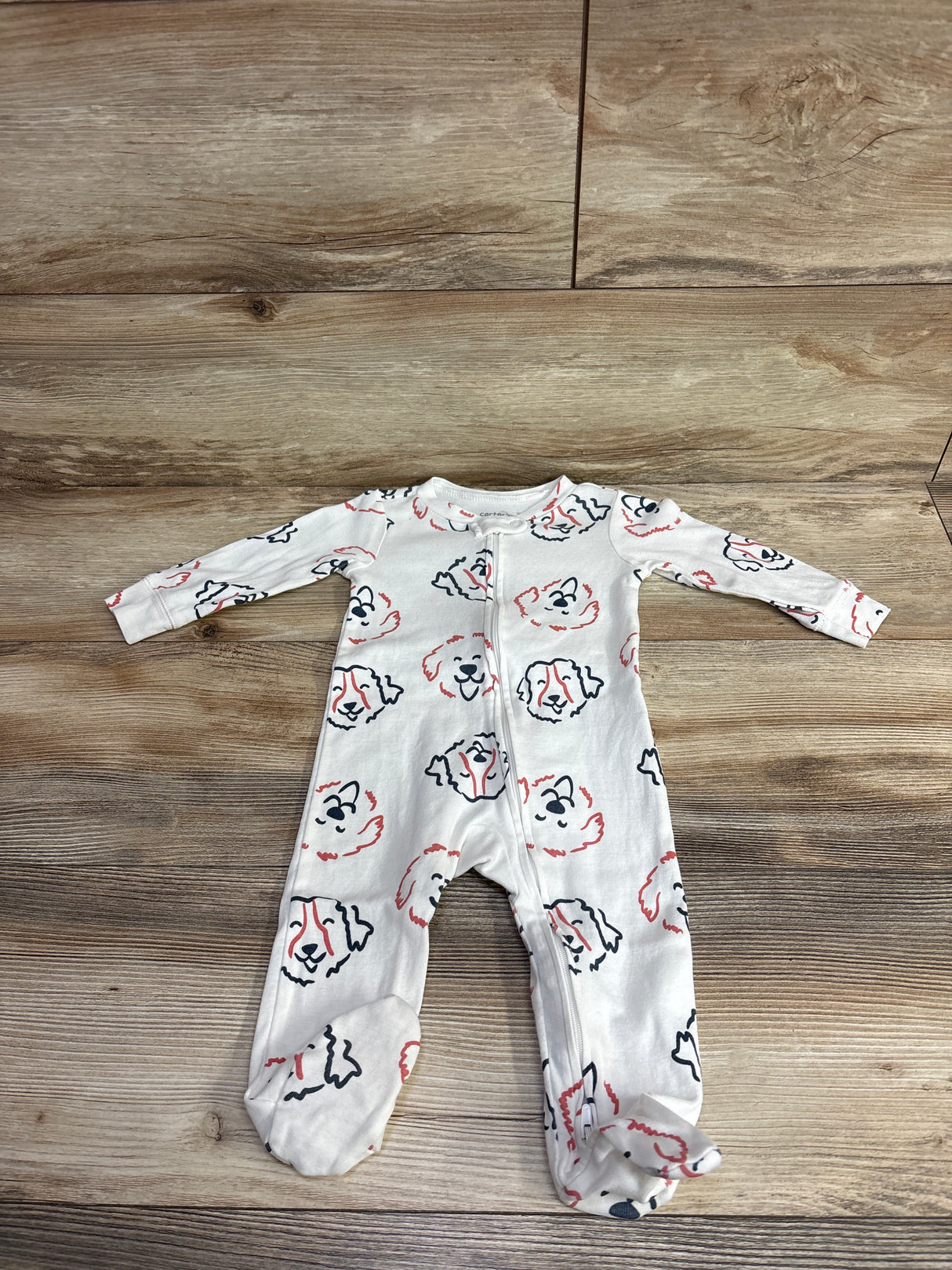 Carter's Dog Print Sleeper White sz 9m