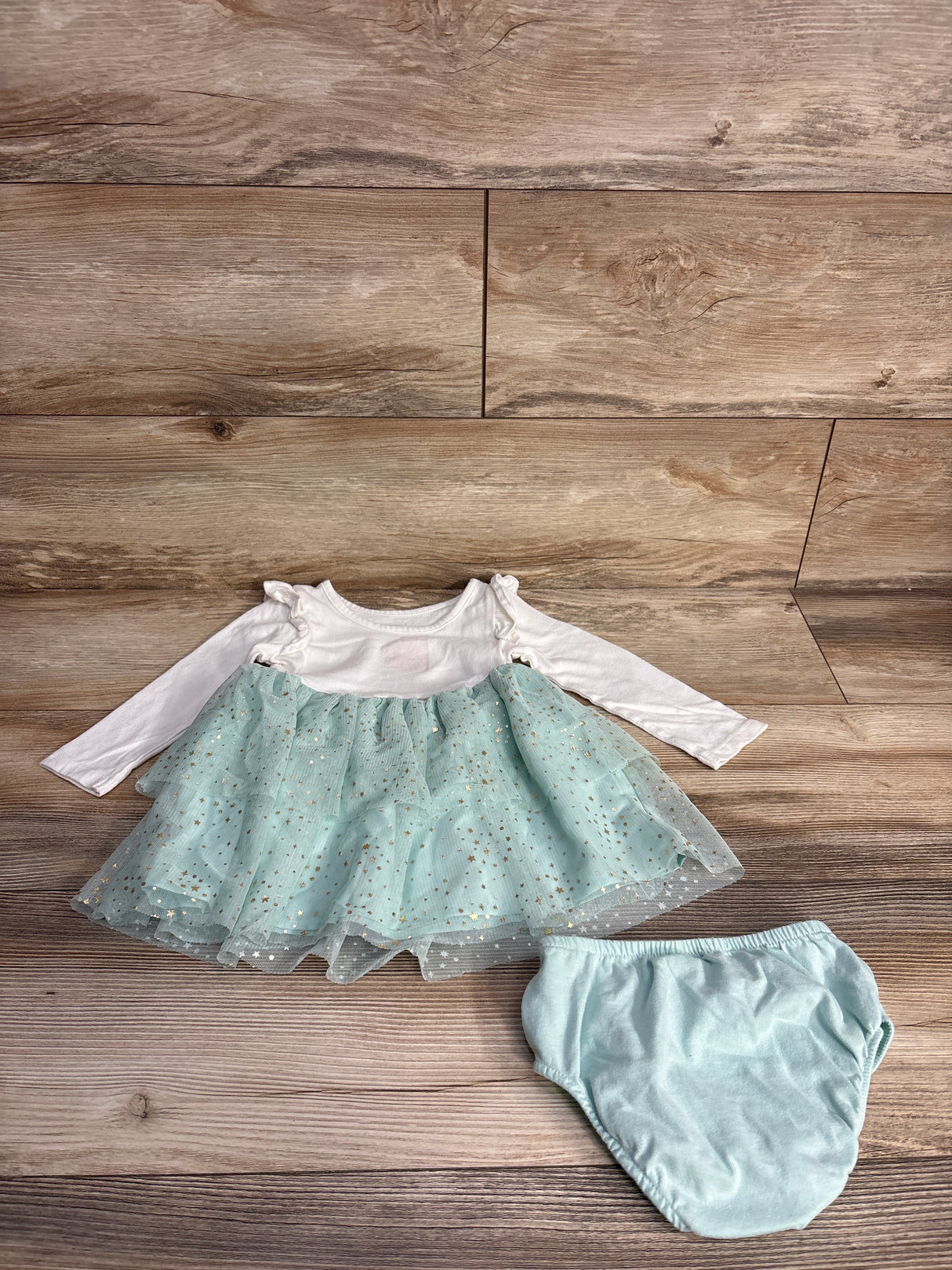 Cat & Jack Star Print Tulle Shirt Dress White sz 18m