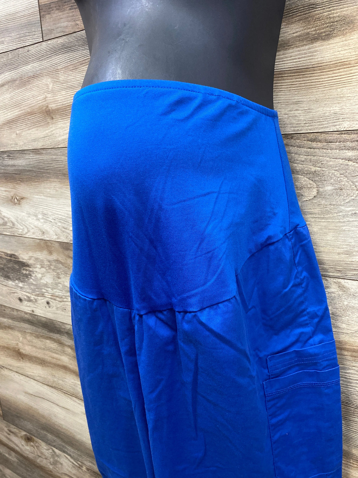 Butter-Soft Stretch Full Panel Maternity Scrub Pants Blue sz XL