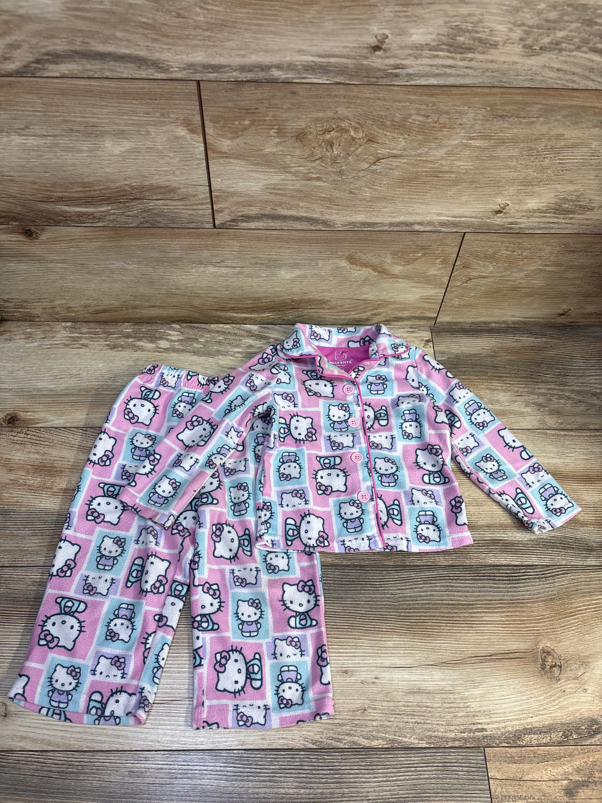 Hello Kitty 2pc Coat Style Pajama Set Pink sz 24m