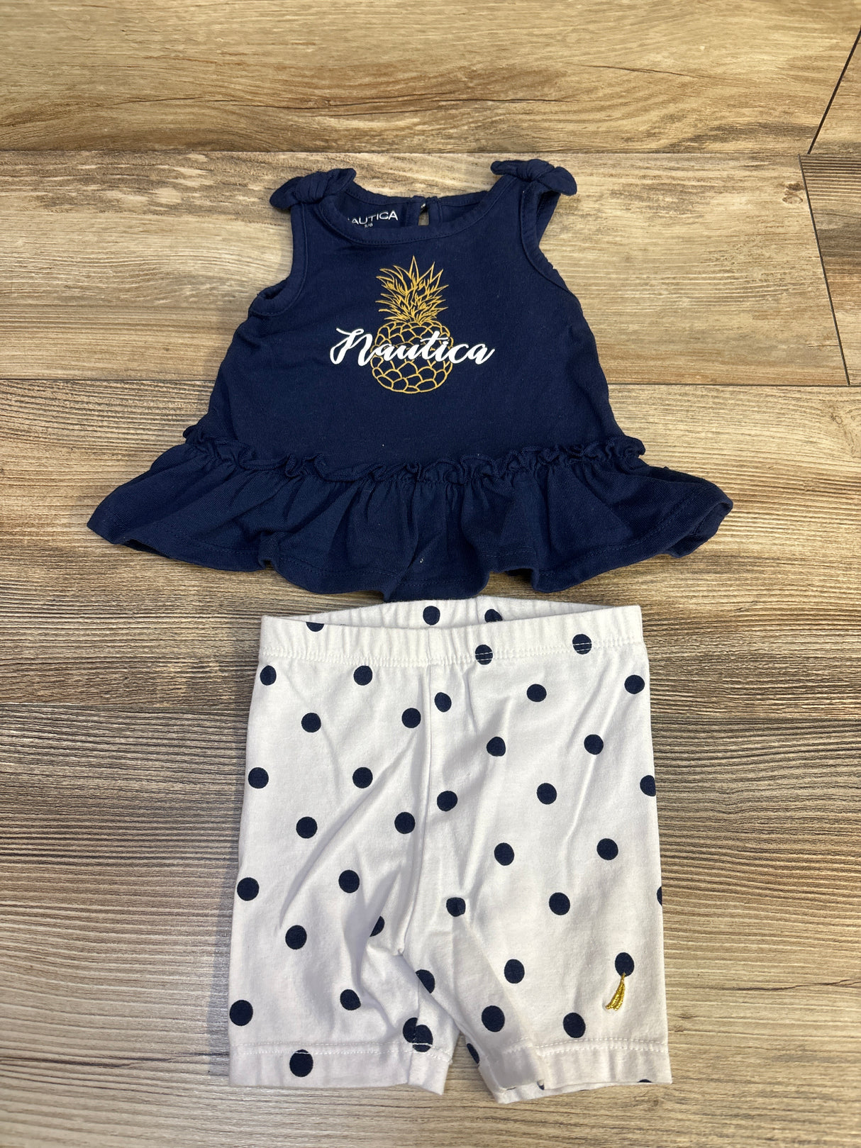 Nautica 2pc Peplum Top & Leggings Set Navy sz 3/6m