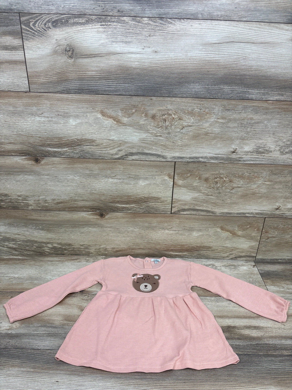 Minibean Embroidered Bear Long Sleeve Thermal Tunic Pink sz 3T