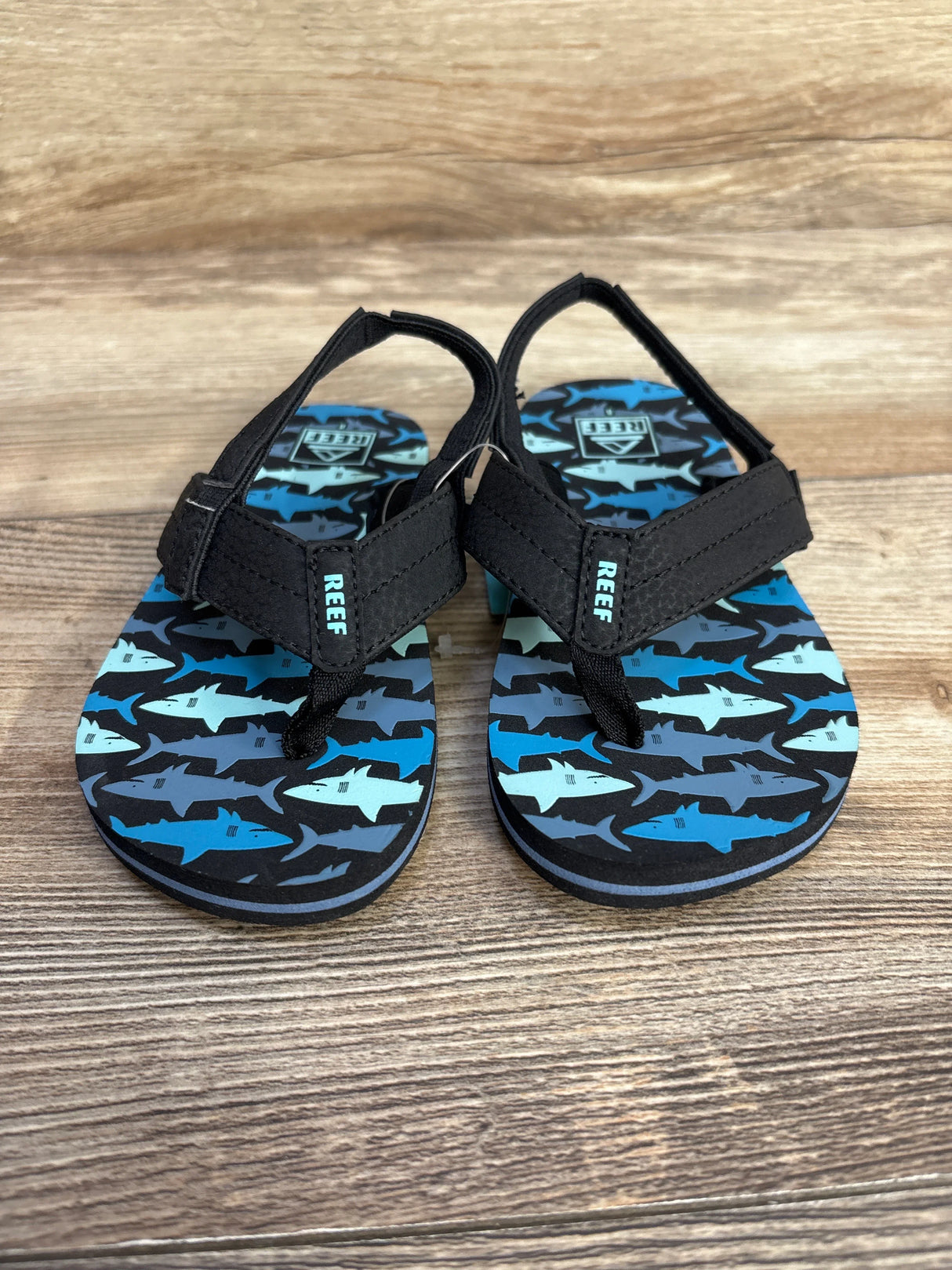 NEW Reef Little Uni Flip Flops in Blue Sharks sz 7c - Me n Mommy To Be