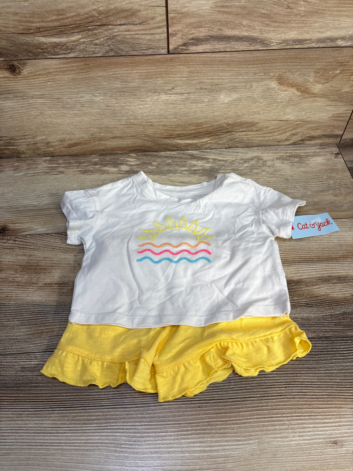 NEW Cat & Jack 2Pc Sun and Waves T-Shirt & Shorts Set White sz 18m