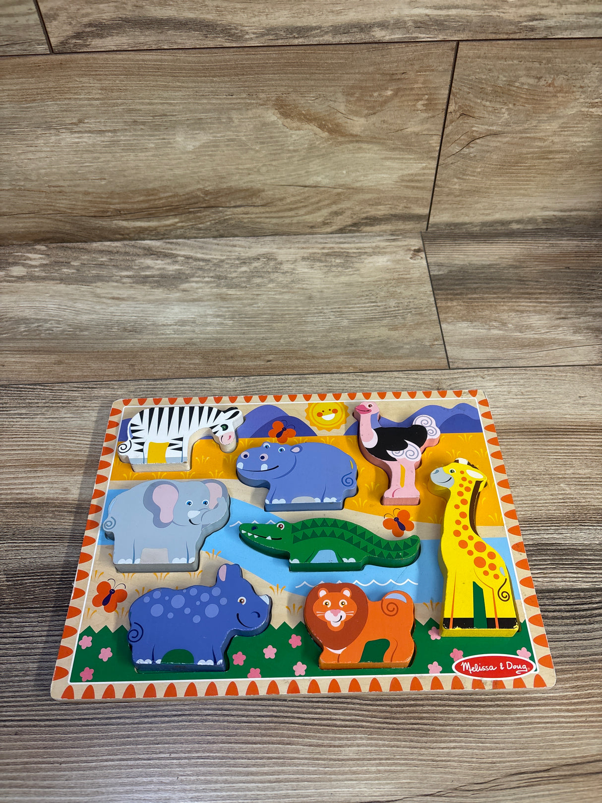 Melissa & Doug Wooden Chunky Puzzle - Safari Animals 8pc