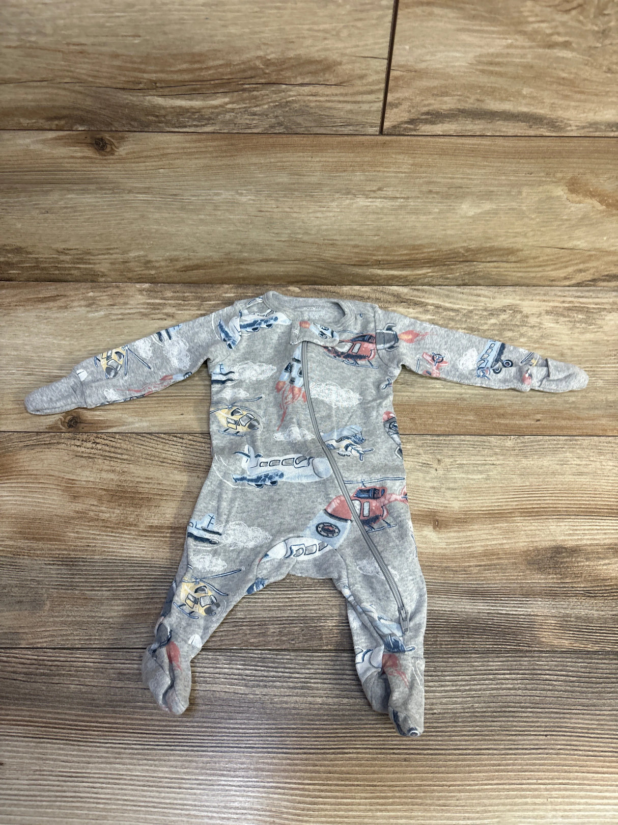 Members Mark Helicopter Print Sleeper Grey sz Newborn