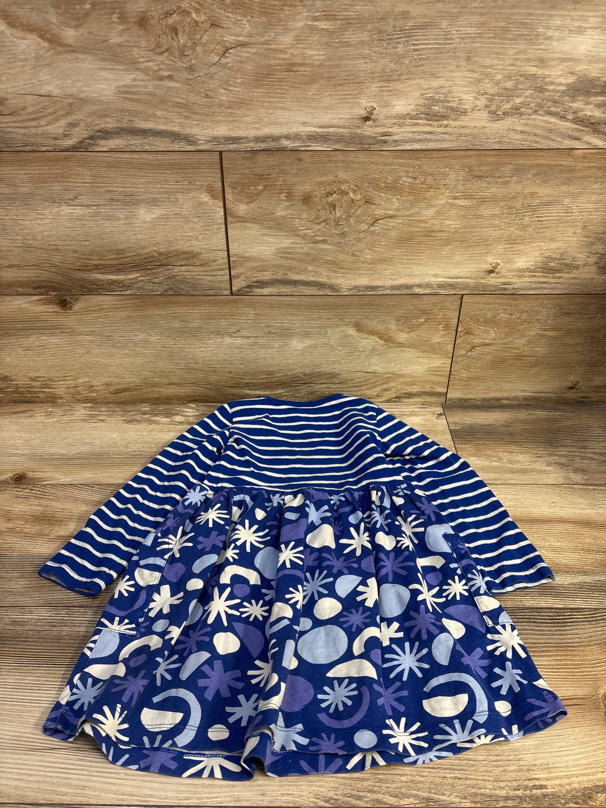 Hanna Andersson Long Sleeve Skater Dress with Pockets Blue sz 4T