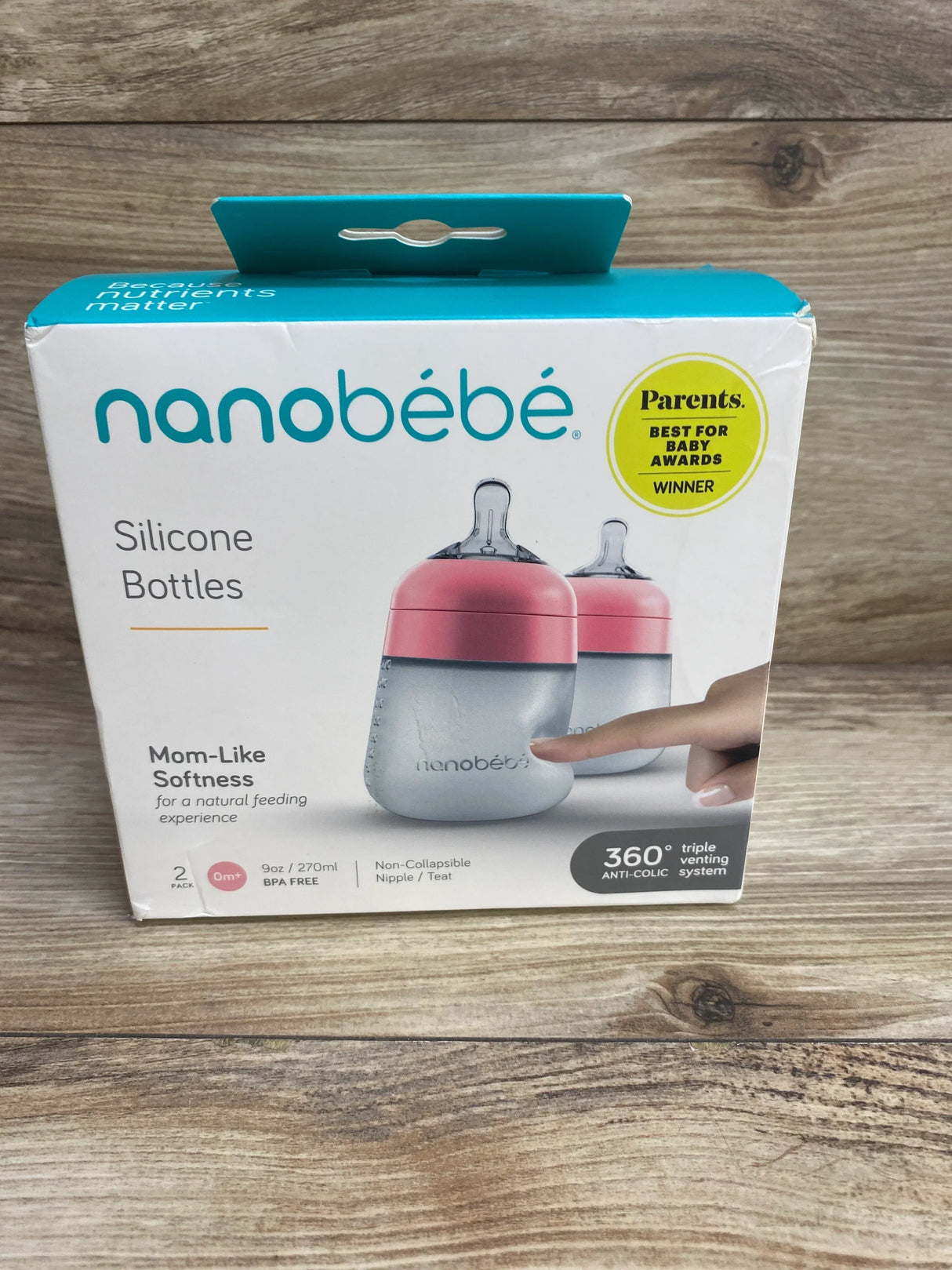 NEW nanobebe Flexy Silicone Baby Bottle Pink 2pk 9oz