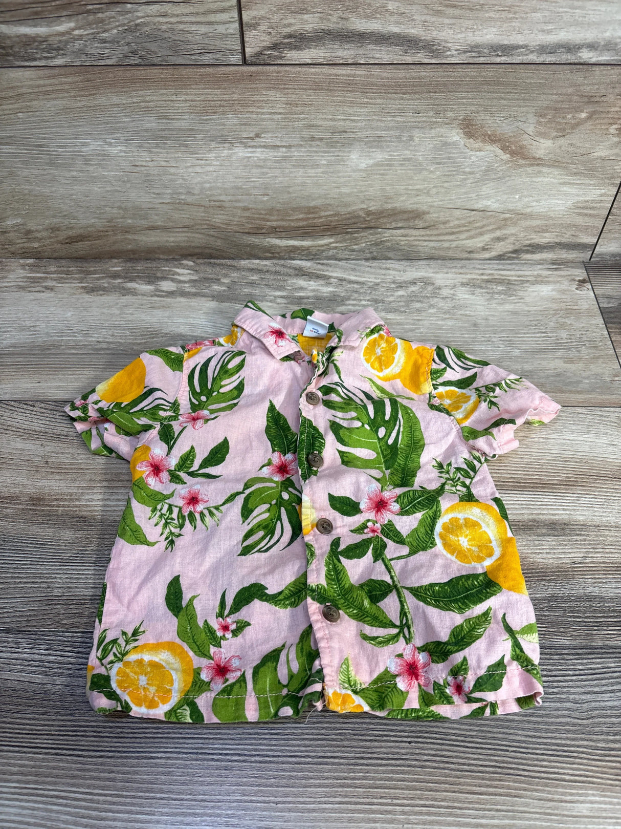Old Navy Linen Blend Button Up Shirt Pink sz 12-18m