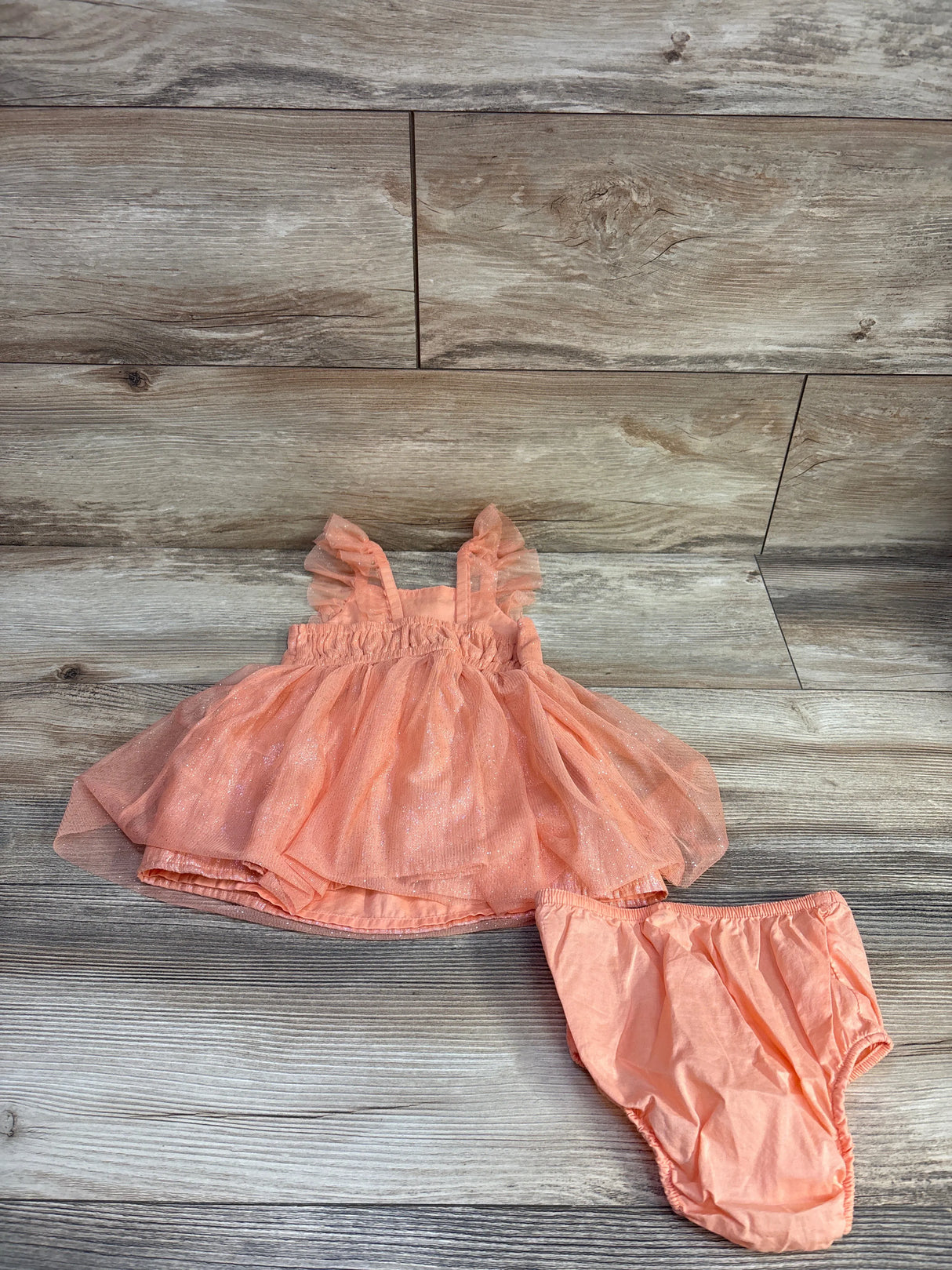 Cat & Jack 2pc Glitter Tank Dress & Bloomers Orange sz 12m - Me n Mommy To Be