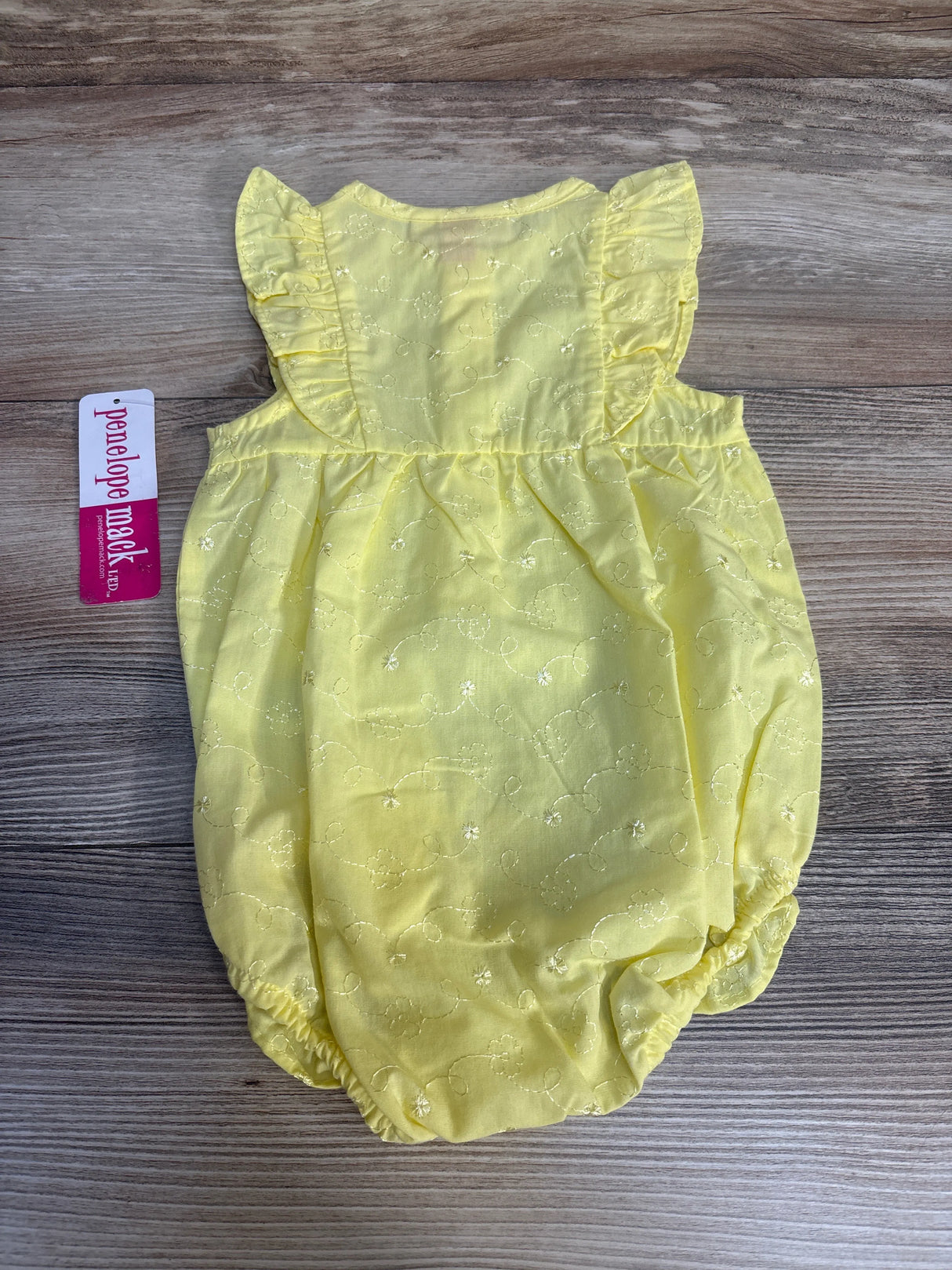 Penelope Mack Floral Ruffled Bubble Romper Yellow sz 3-6m