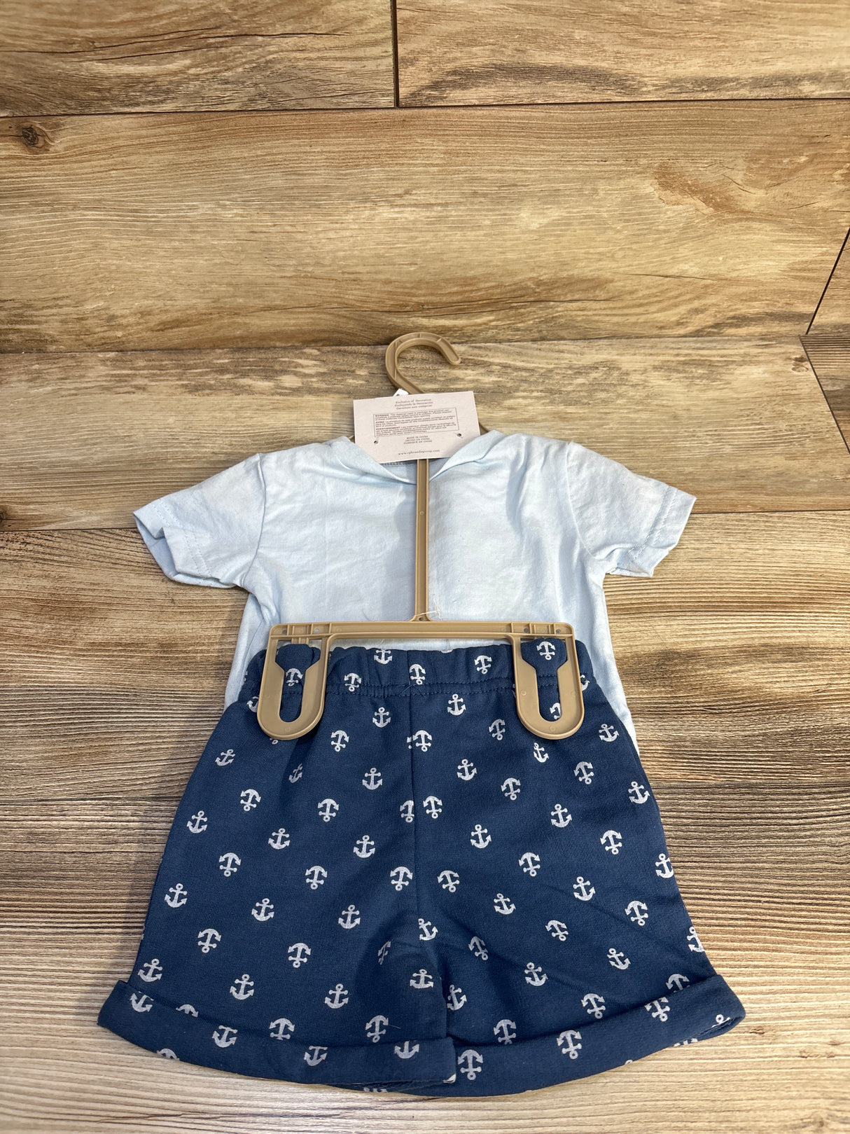 NEW Petite Olive 3pc Embroidered Sailor Shirt, Shorts, & Sunglasses Set Blue sz 9m