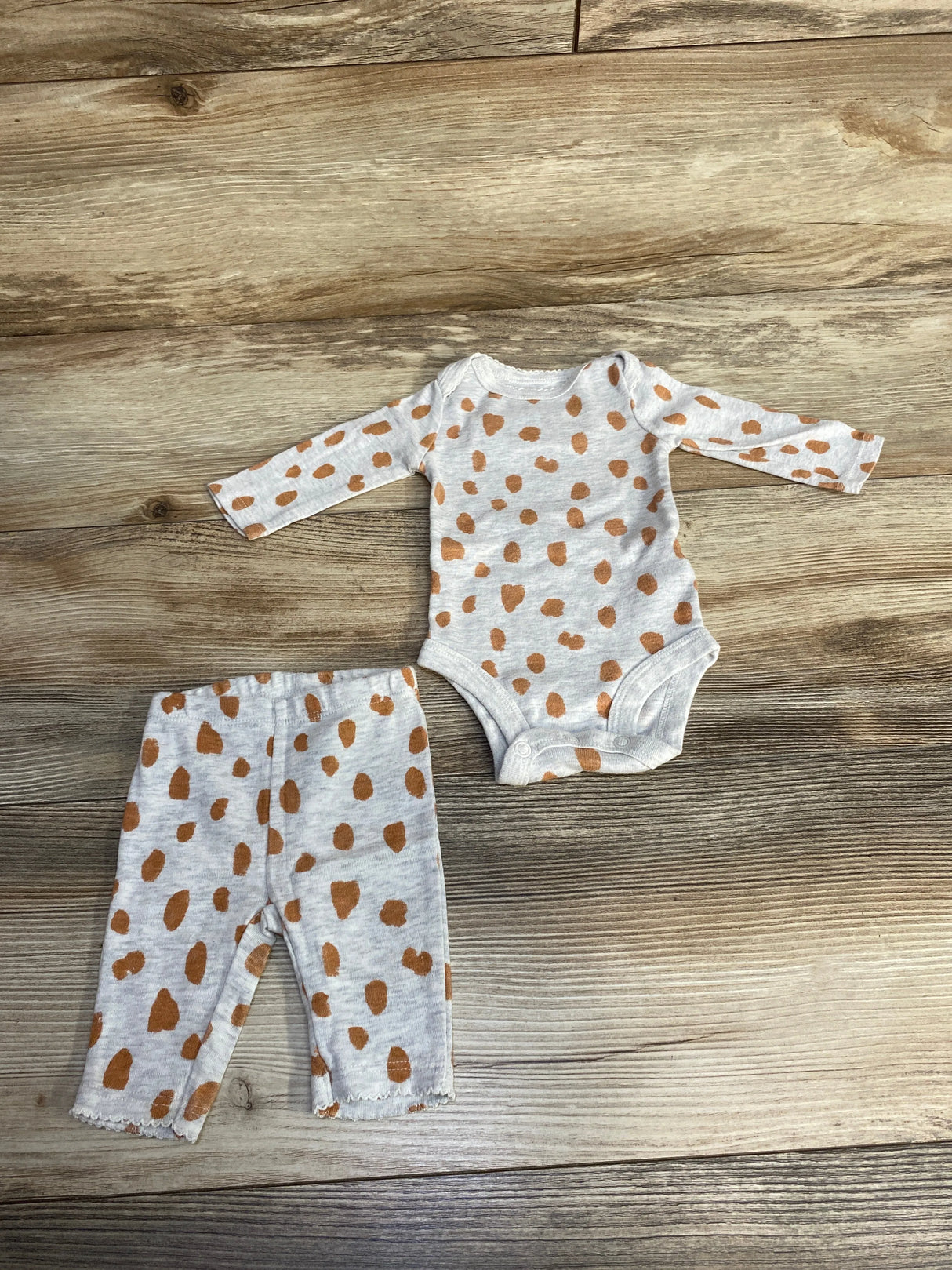 Just One You 2pc Polka Dot Bodysuit & Pants Set Grey sz Newborn