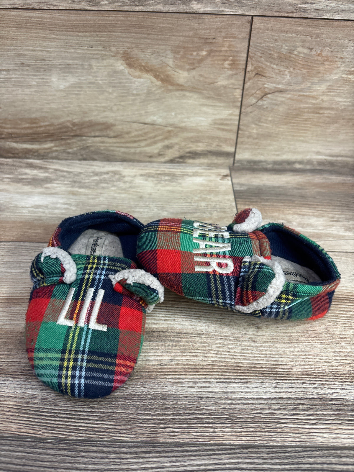 Dearfoams Lil Bear Slippers Green sz 7/8c