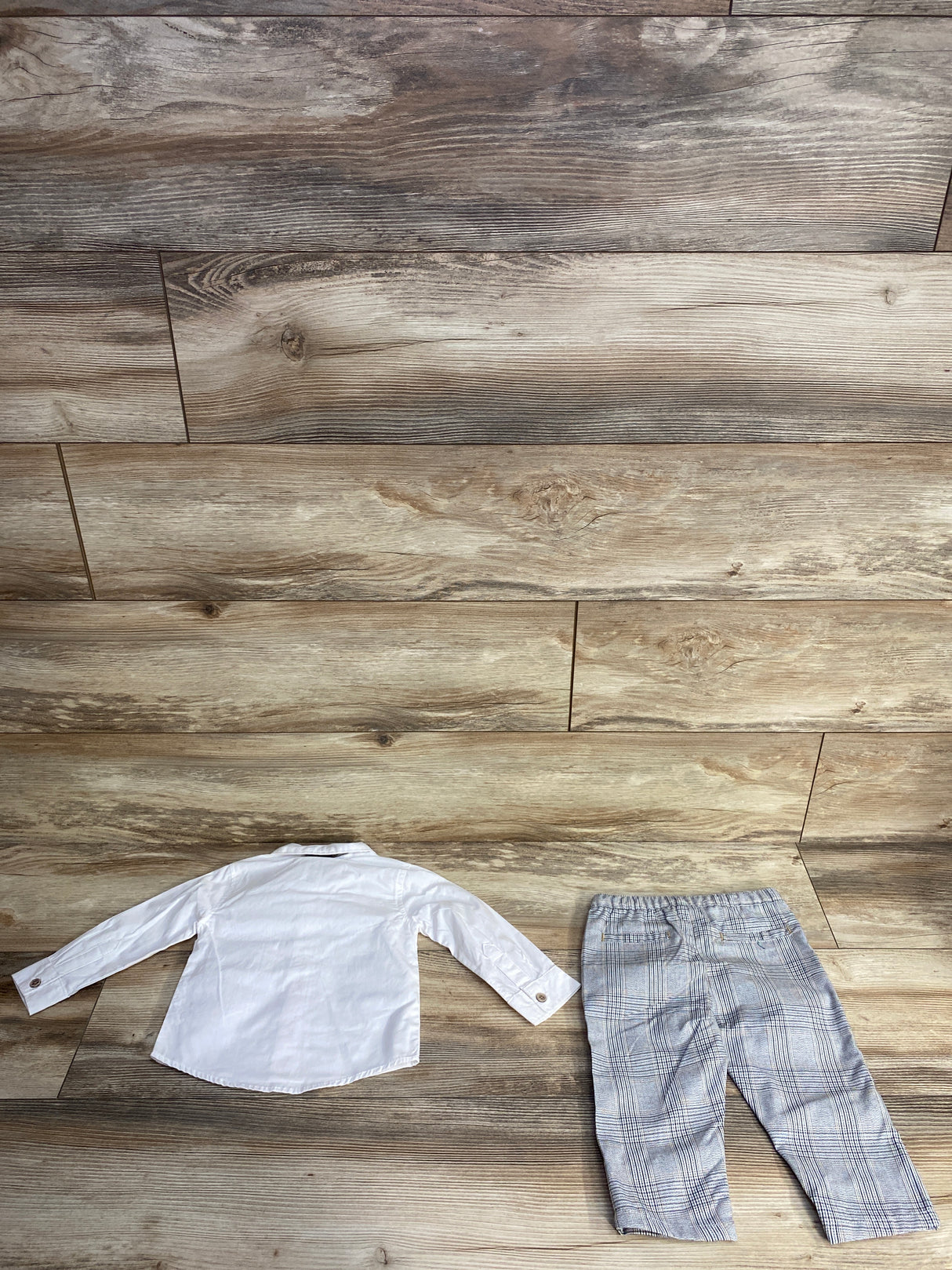 Little Lad 4pc Plaid Vest Suit Set White sz 12m