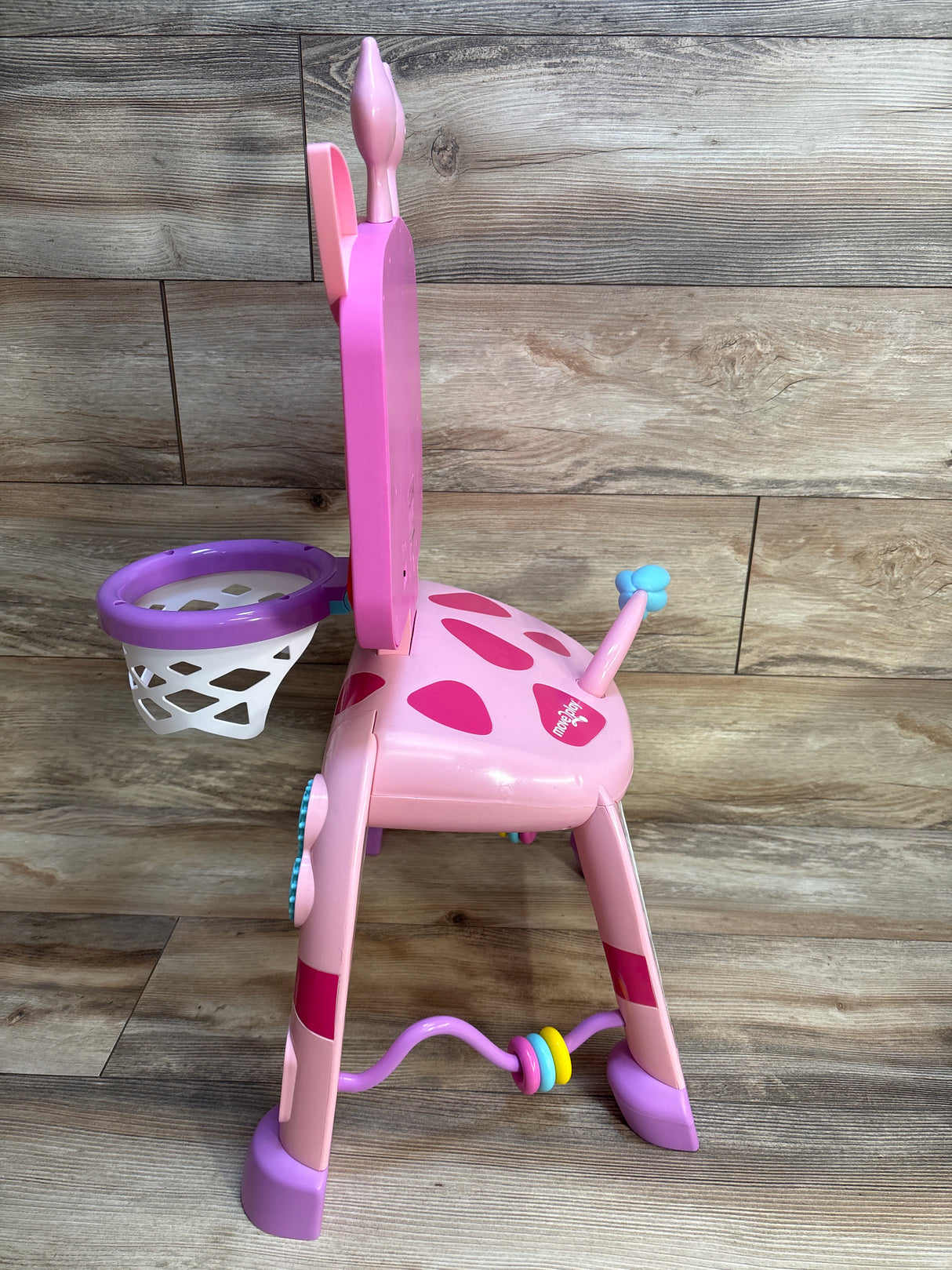 Move2Play Giraffe Basketball Hoop & Soccer Goal Activity Center - Pink
