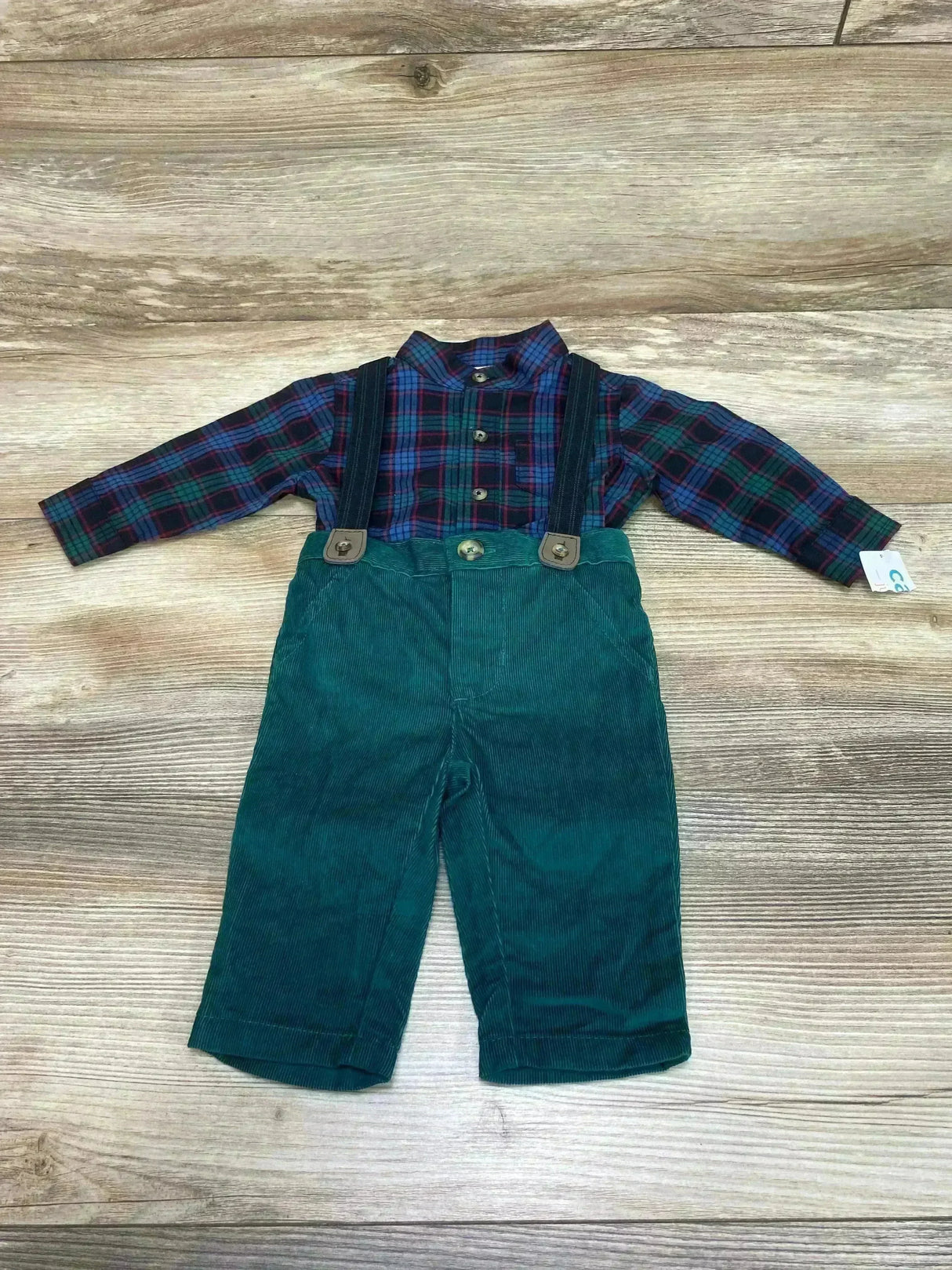 NEW Just One You 3pc Plaid Suspender Set Green sz 3m - Me n Mommy To Be
